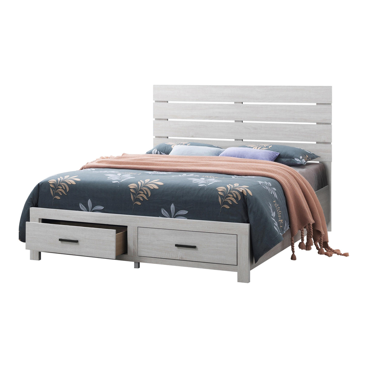 Coaster Furniture Brantford 207050Q Wood Queen Storage Panel Bed - Coastal White IMAGE 1