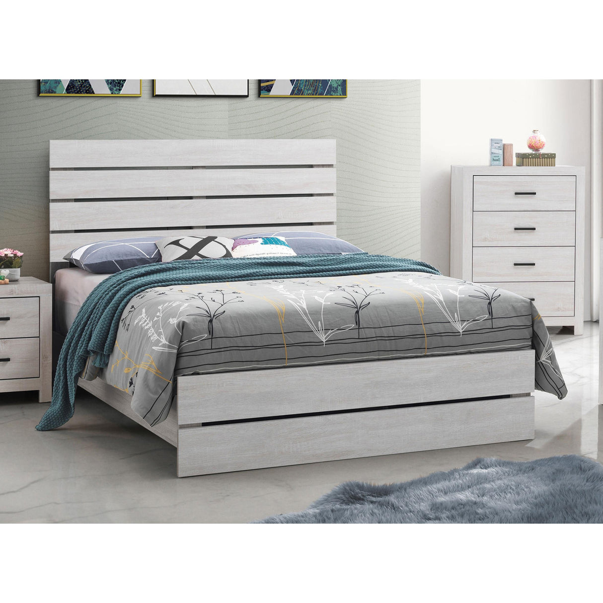 Coaster Furniture Brantford 207051Q Wood Queen Panel Bed - Coastal White IMAGE 4