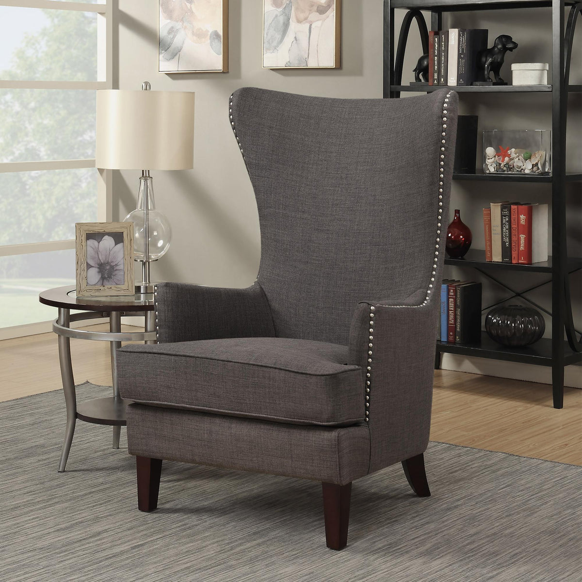 Elements International Kori Accent Chair - Heirloom Charcoal IMAGE 6