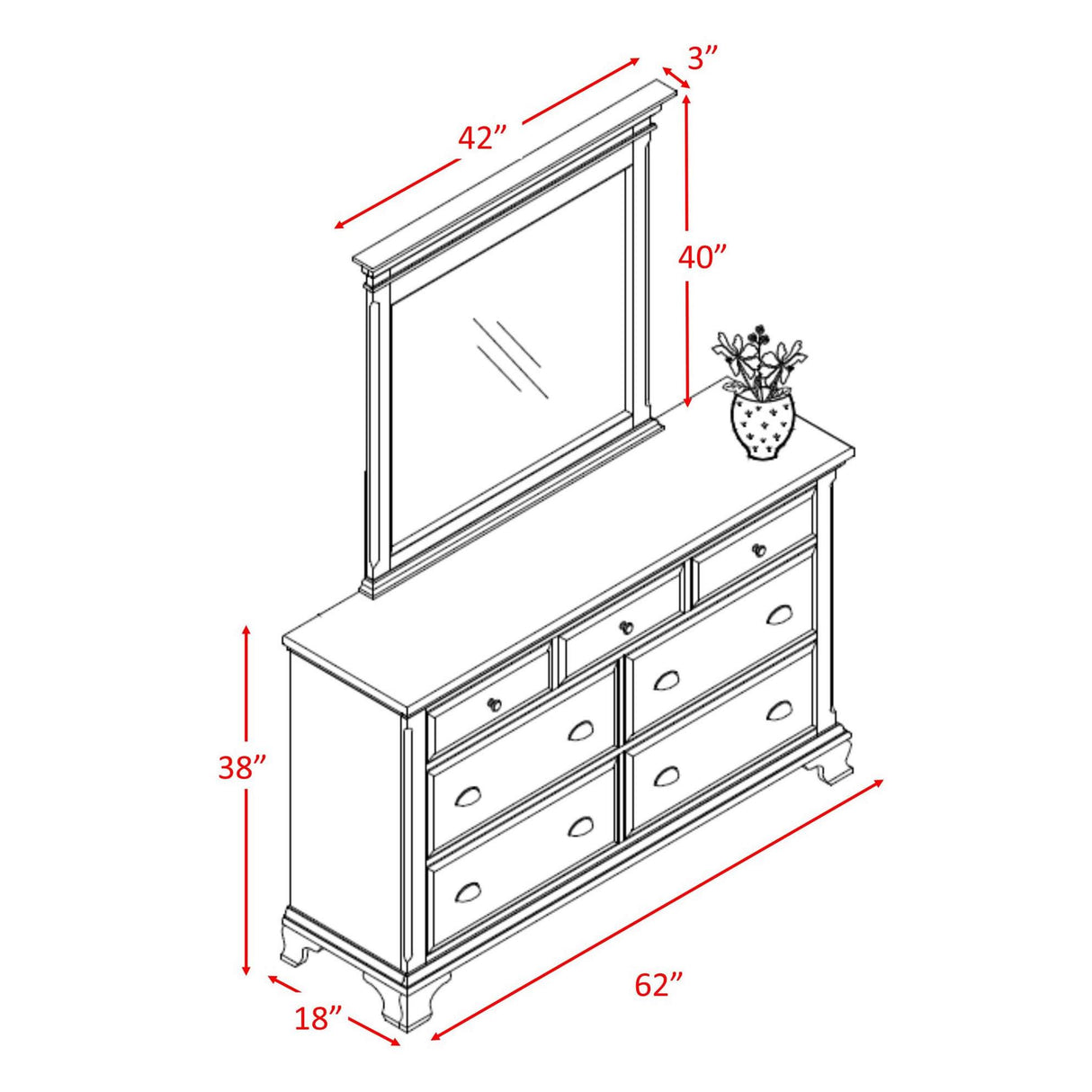 Elements International Canton Cherry CN600DRMR Dresser IMAGE 4