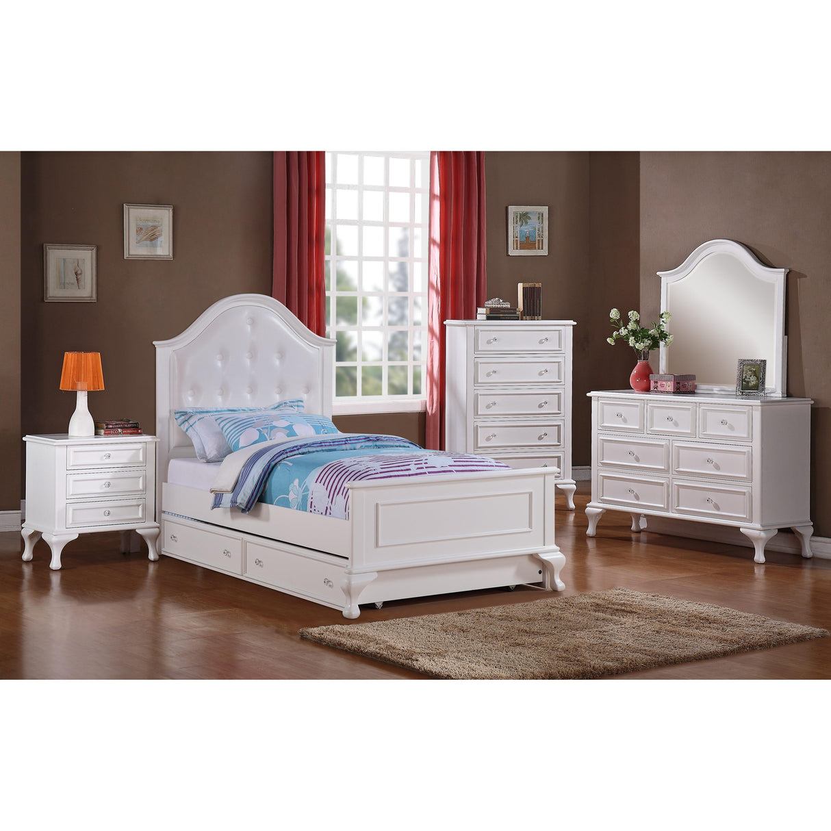 Elements International Jesse JS700TTB Twin Panel Bed w/ Trundle IMAGE 3