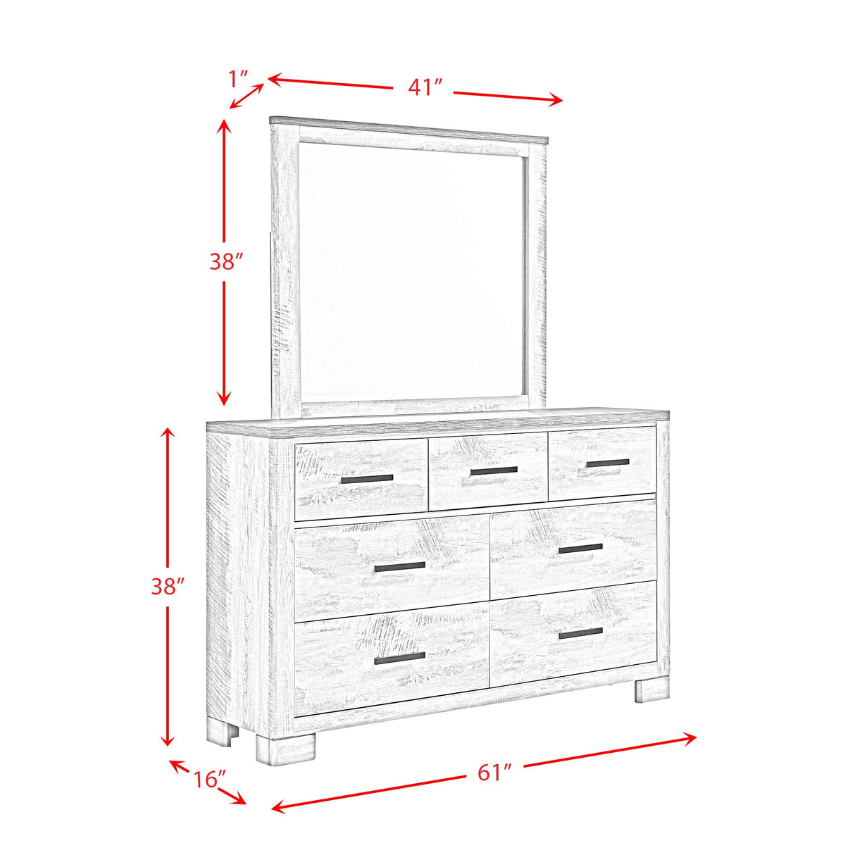 Elements International Millers Cove MC300DRMR Dresser with Mirror IMAGE 12