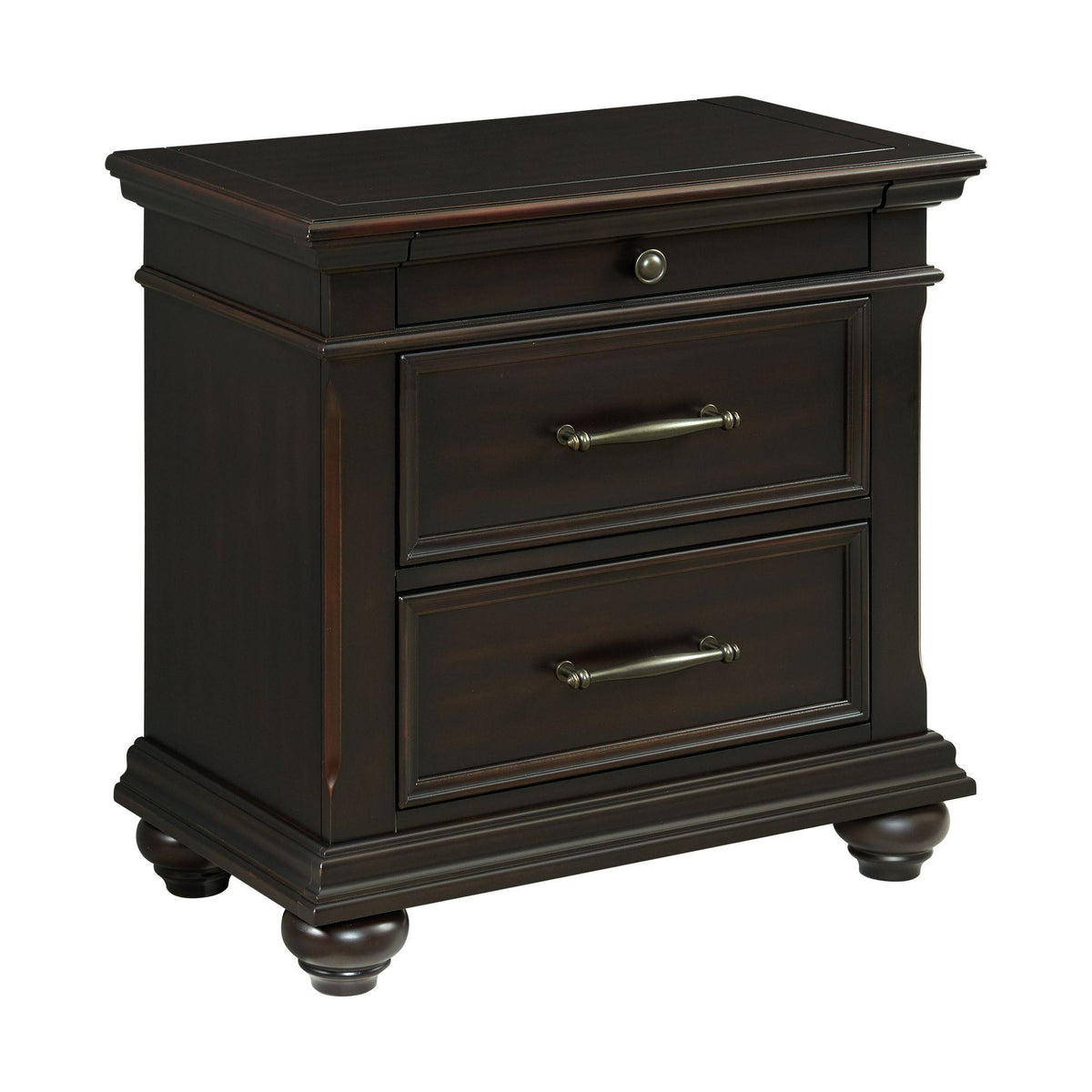 Elements International Slater SR800NS 3-Drawer Nightstand with USB Ports - Black IMAGE 1