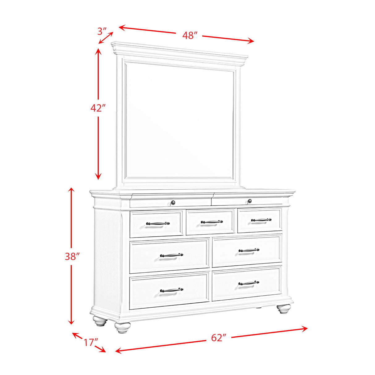 Elements International Slater SR800DRMR Dresser with Mirror - Black IMAGE 12