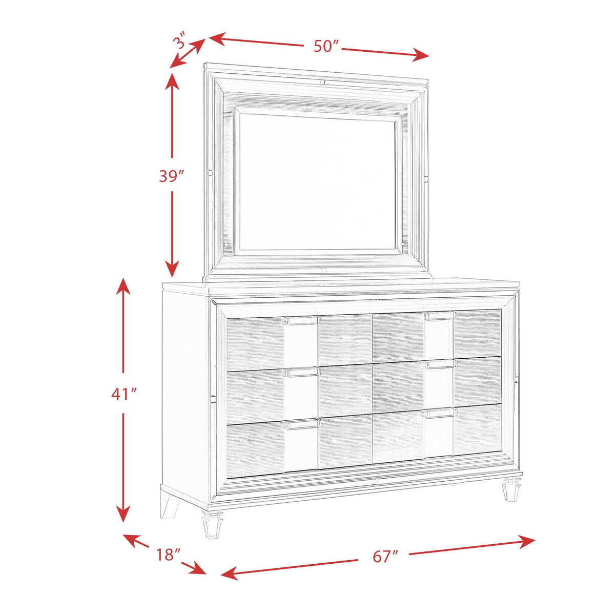Elements International Twenty Nine TN600DRMR Dresser w/ Mood Lighting Mirror IMAGE 13