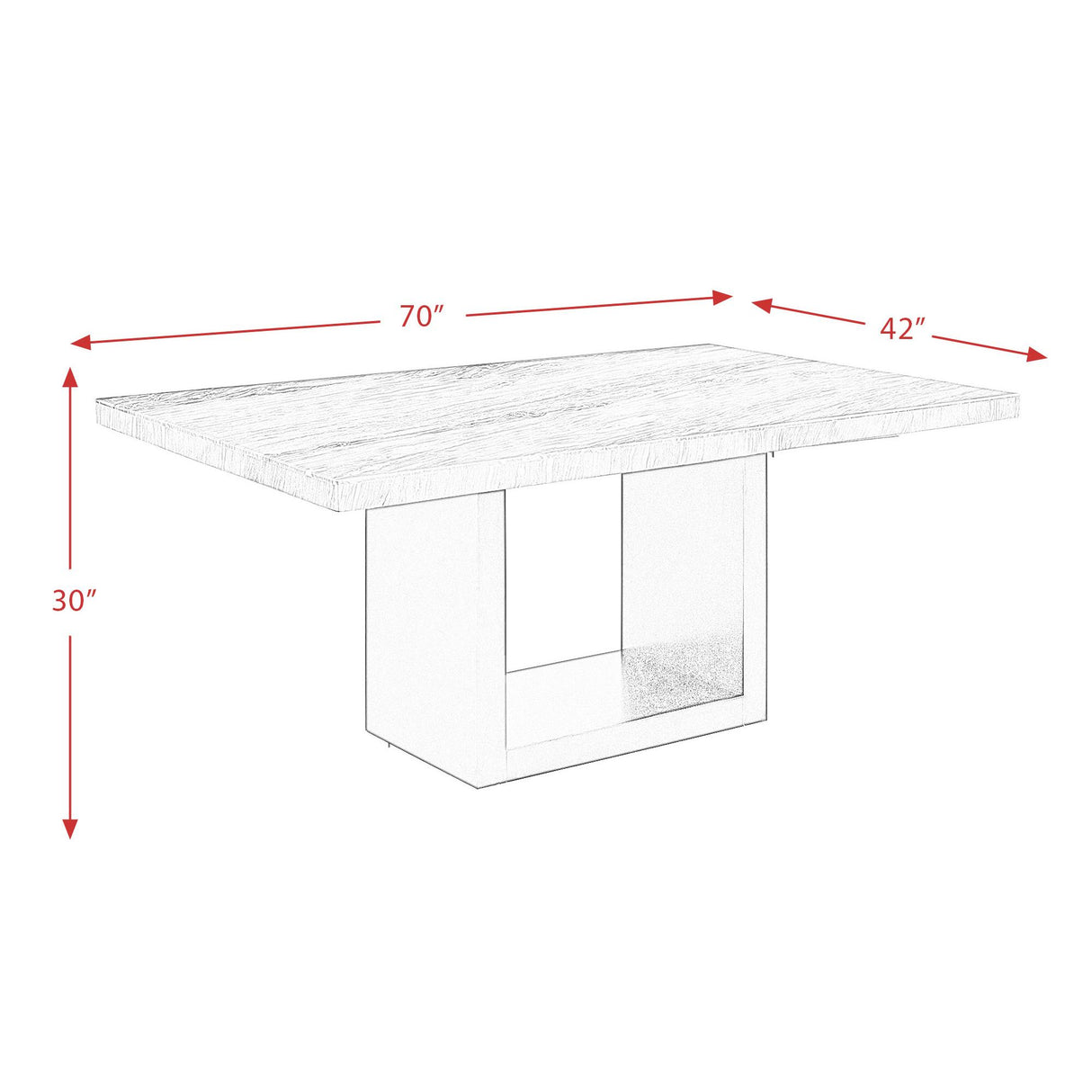 Elements International Valentino CVL500DTB Dining Table - White Marble IMAGE 10