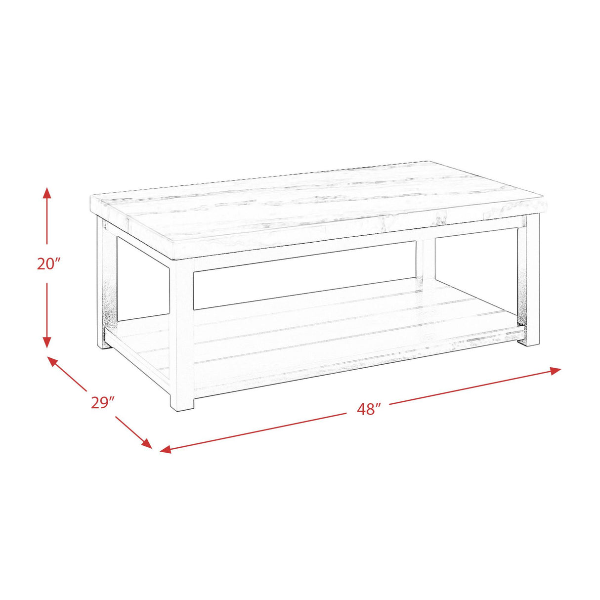 Elements International Marcello CML100CTE White Marble Rectangle Coffee Table IMAGE 10