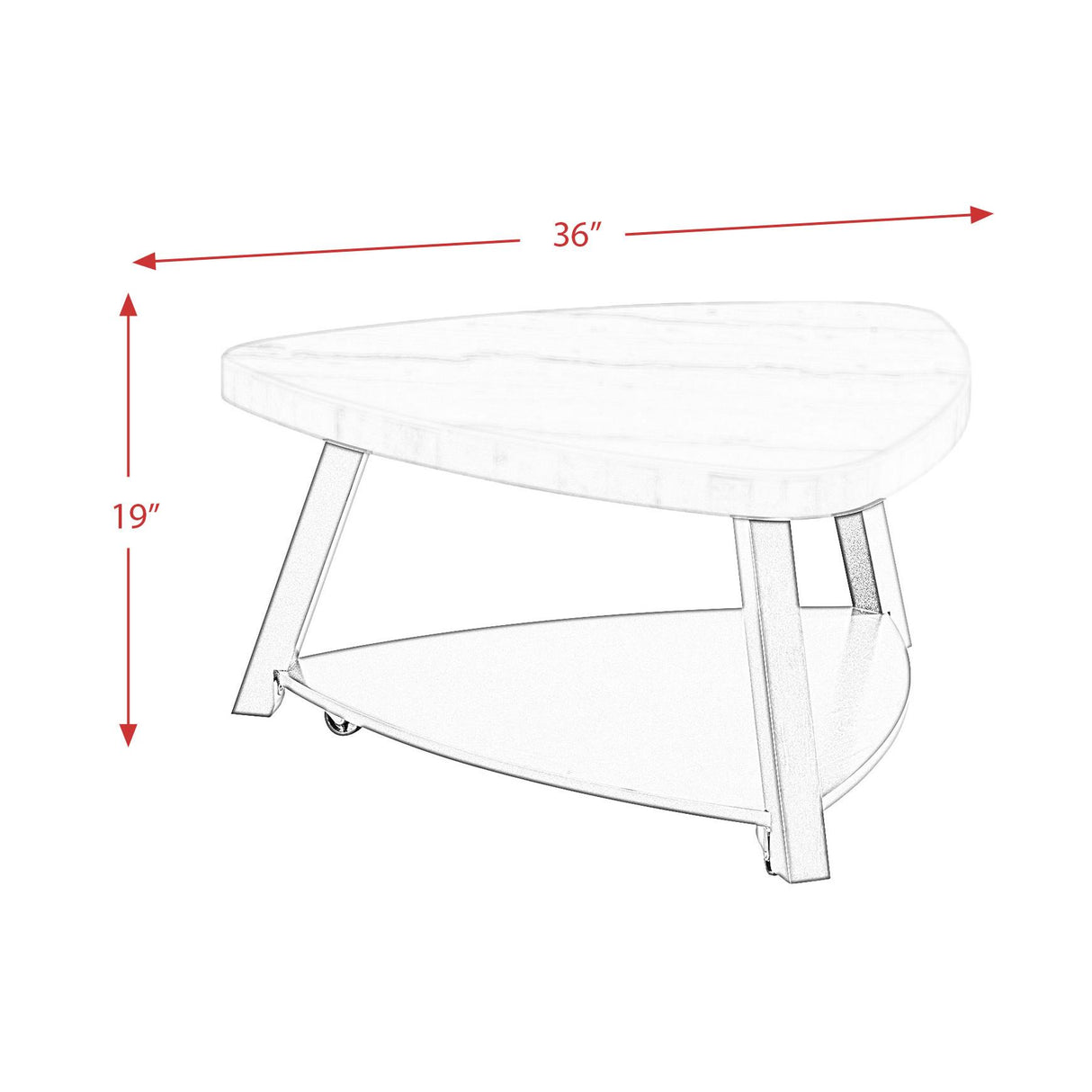Elements International Trinity CTN100CT White Marble Top Coffee Table IMAGE 10