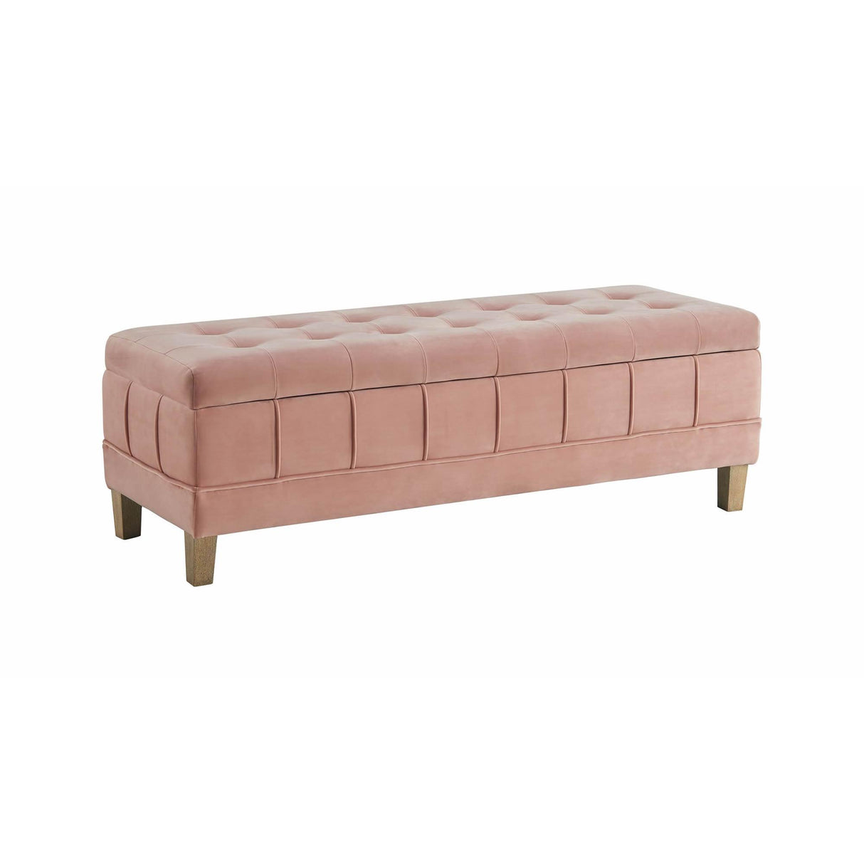 Elements International Crosby Tufted Storage Ottoman - Blush IMAGE 1