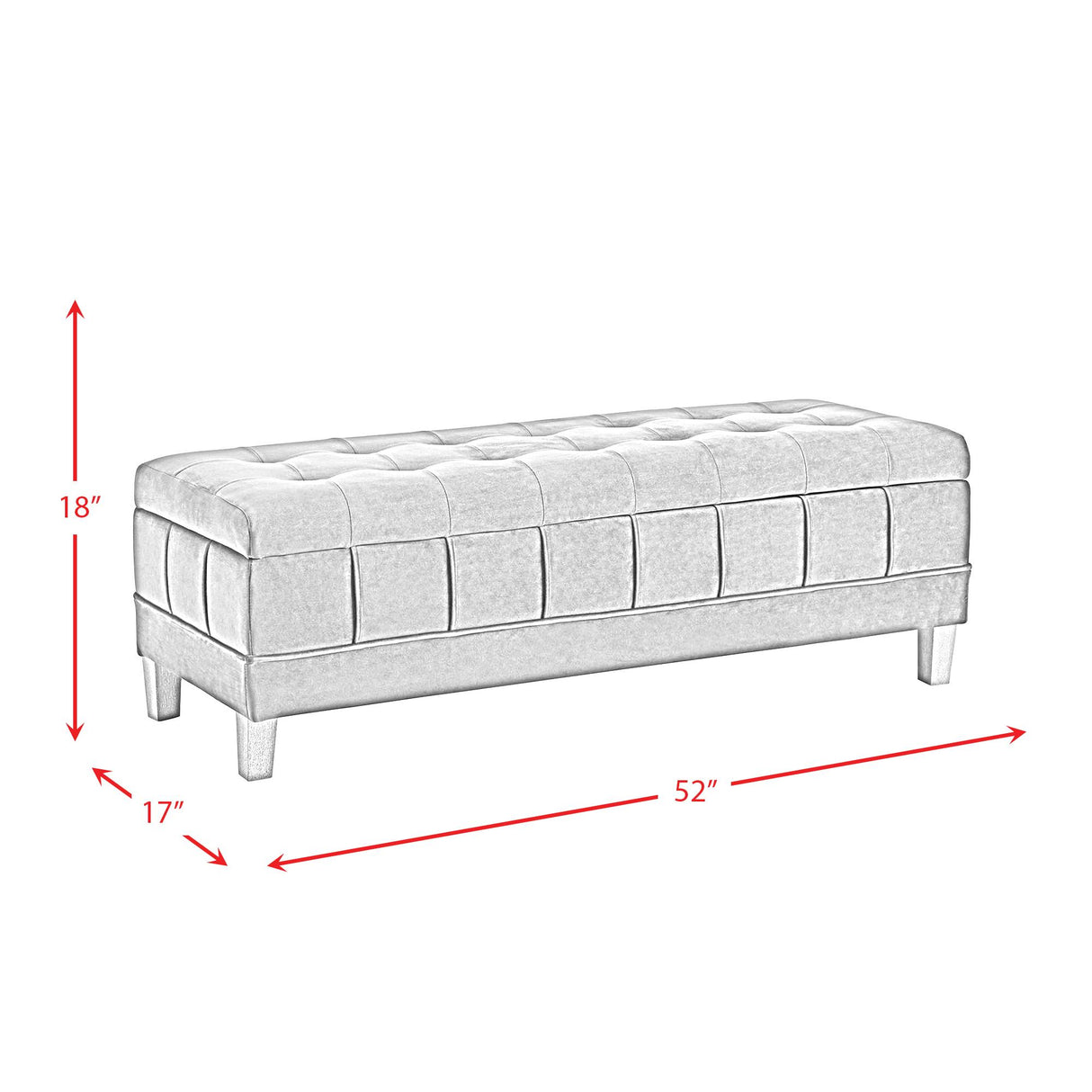Elements International Crosby Tufted Storage Ottoman - Blush IMAGE 15