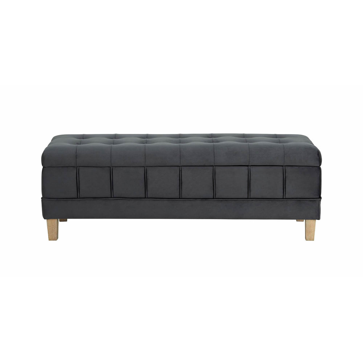 Elements International Crosby Tufted Storage Ottoman - Gun Metal IMAGE 3