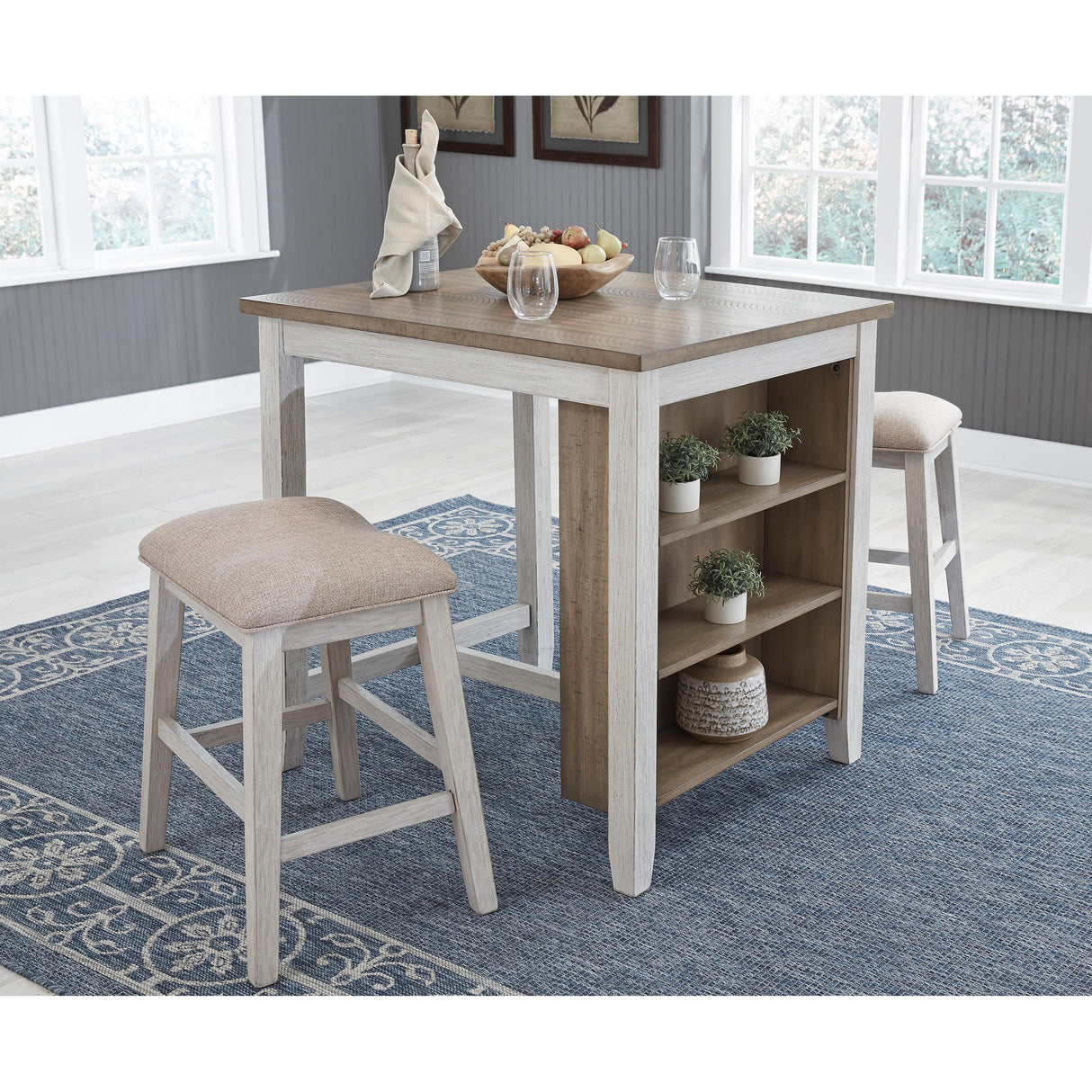 Signature Design by Ashley Skempton D394-113 Rectangular Dining Room Counter Table Set IMAGE 3