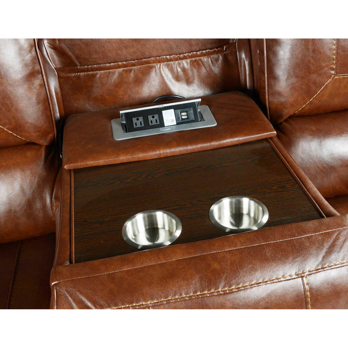 Steve Silver Furniture Keily KE800S Recliner Sofa w/Drop-Down Table - Brown IMAGE 10