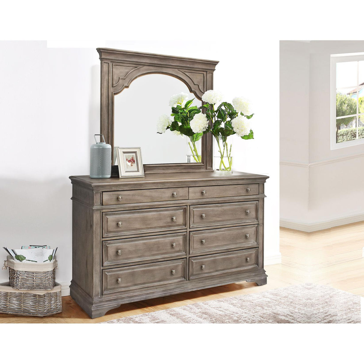 Steve Silver Furniture Highland Park HP900MRD Dresser Mirror -Driftwood IMAGE 2