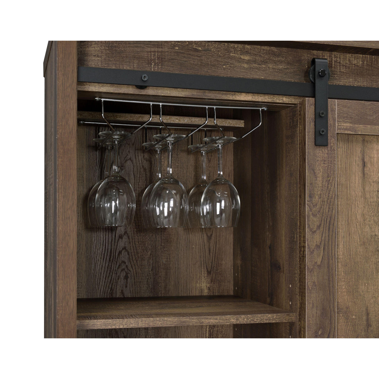 Coaster Furniture Arlington 182852 Sliding Door Home Bar Wine Cabinet - Rustic Oak IMAGE 7