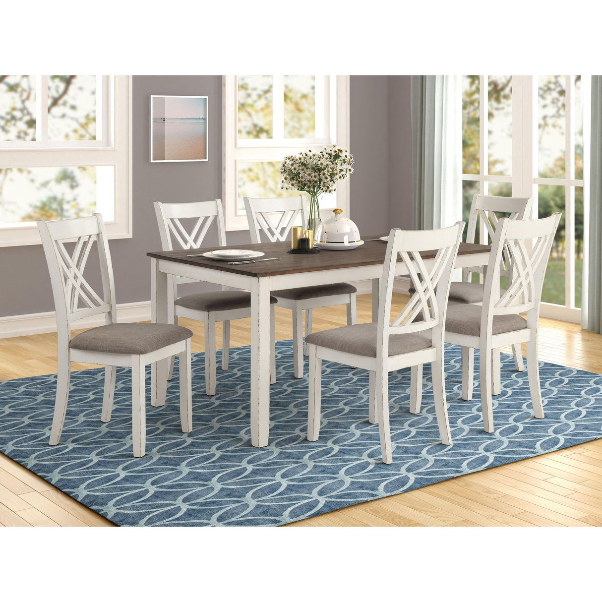 Coaster Furniture Fortress 190721 7-piece Rectangular Dining Set - Vintage Vanilla IMAGE 1