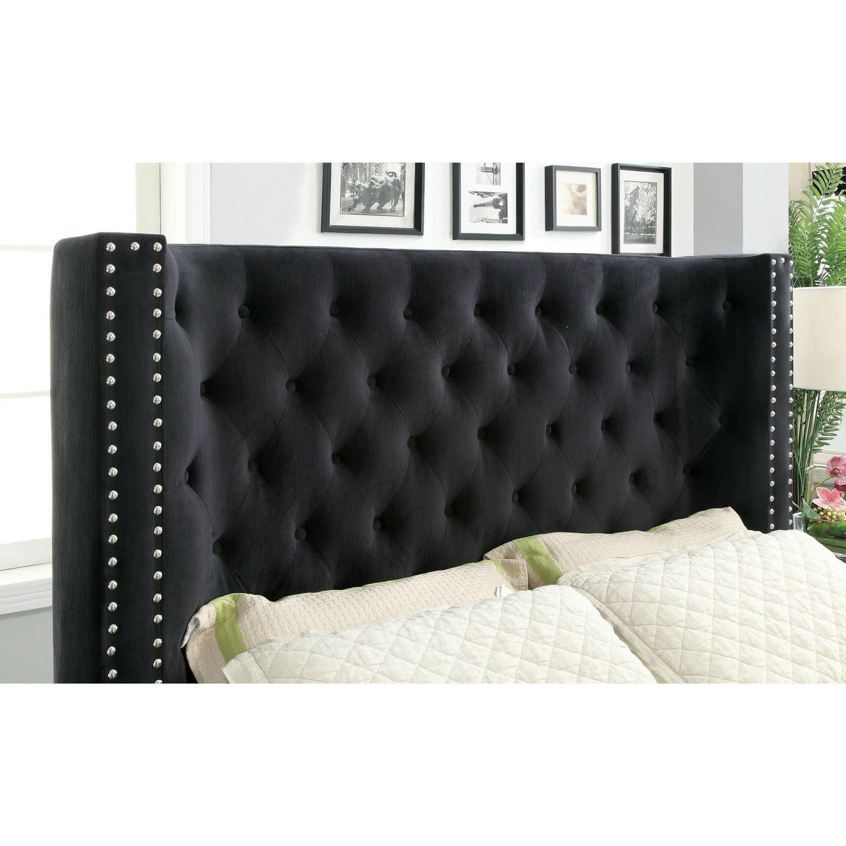 Furniture of America Mirabelle Queen Upholstered Panel Bed CM7679BK-Q-VN IMAGE 2