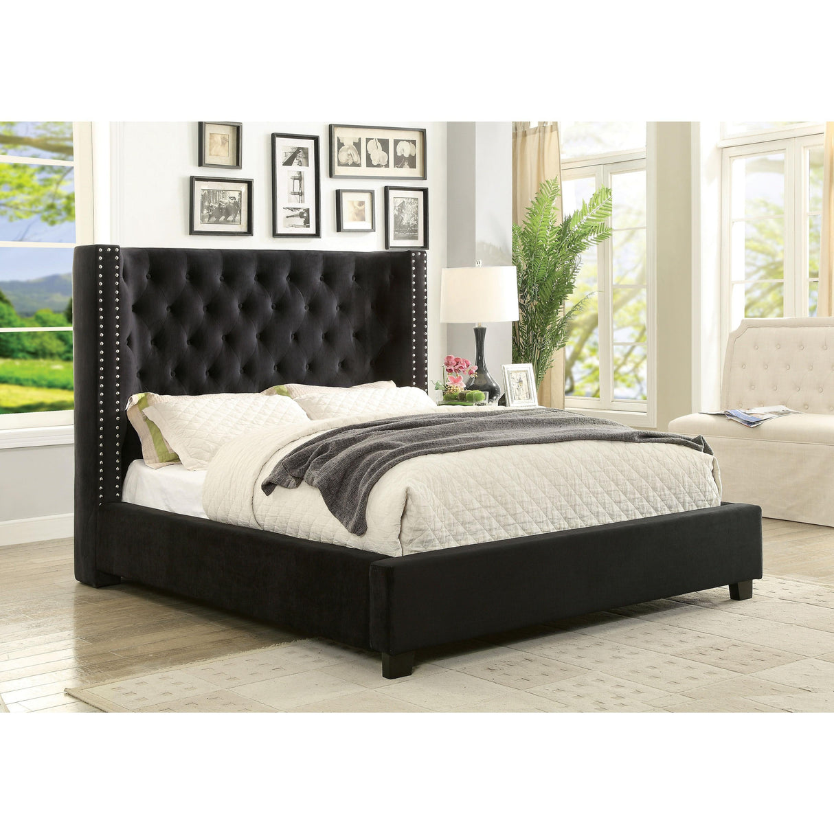 Furniture of America Mirabelle Queen Upholstered Panel Bed CM7679BK-Q-VN IMAGE 4