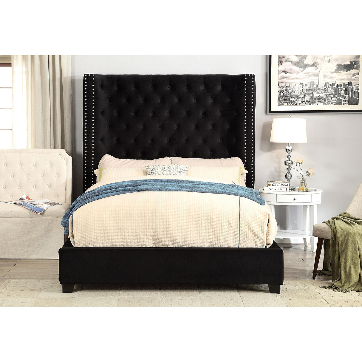 Furniture of America Mirabelle Queen Upholstered Panel Bed CM7679BK-Q-VN IMAGE 5