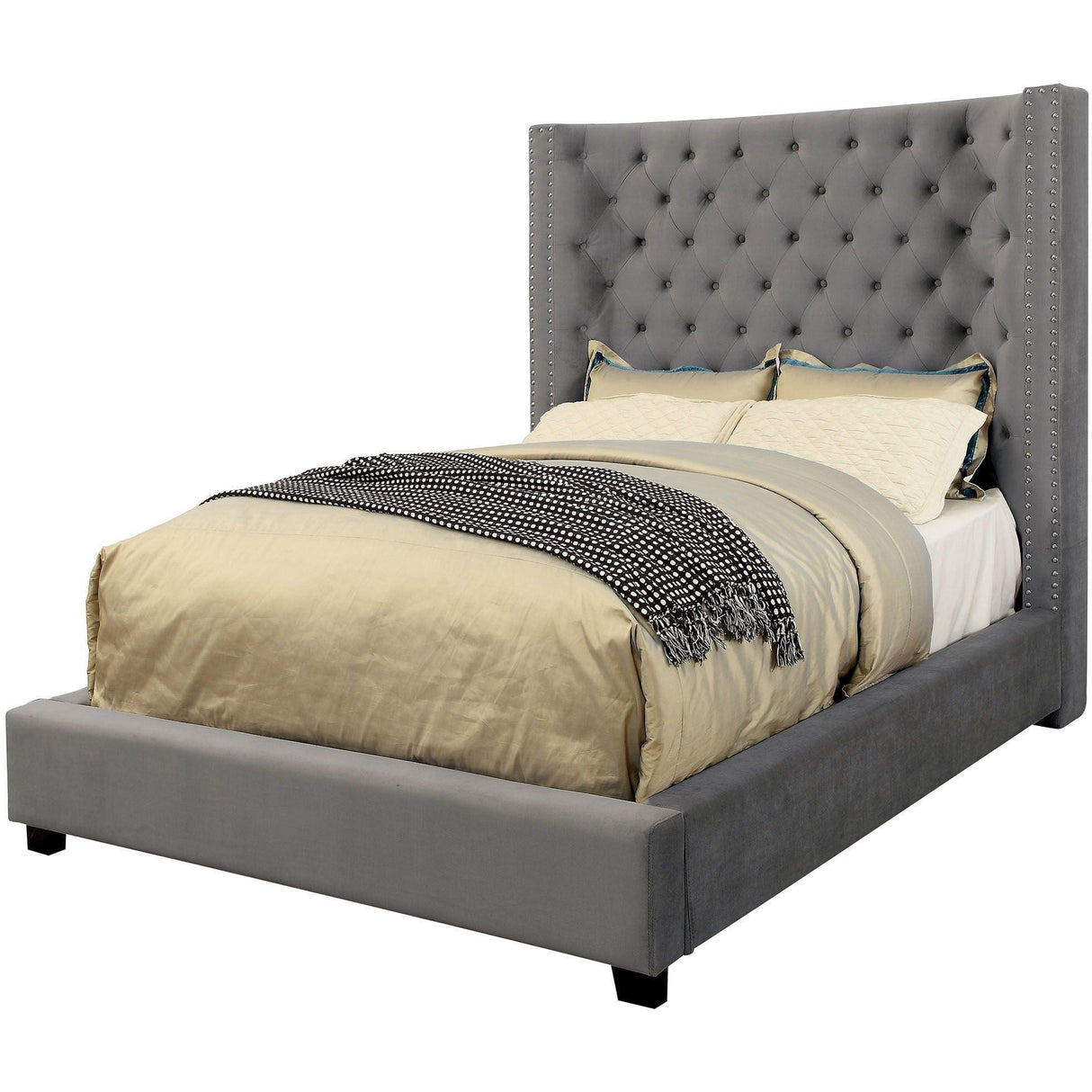Furniture of America Mirabelle California King Upholstered Panel Bed CM7679GY-CK-VN IMAGE 1