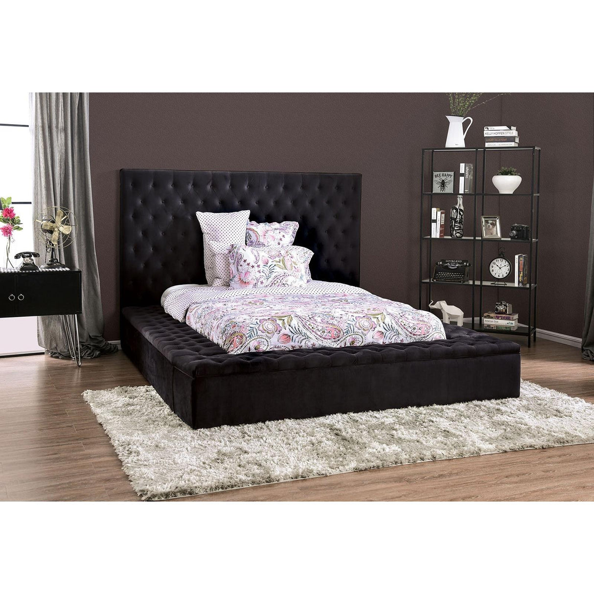 Furniture of America Davida King Upholstered Platform Bed with Storage CM7897BK-EK-BED IMAGE 2