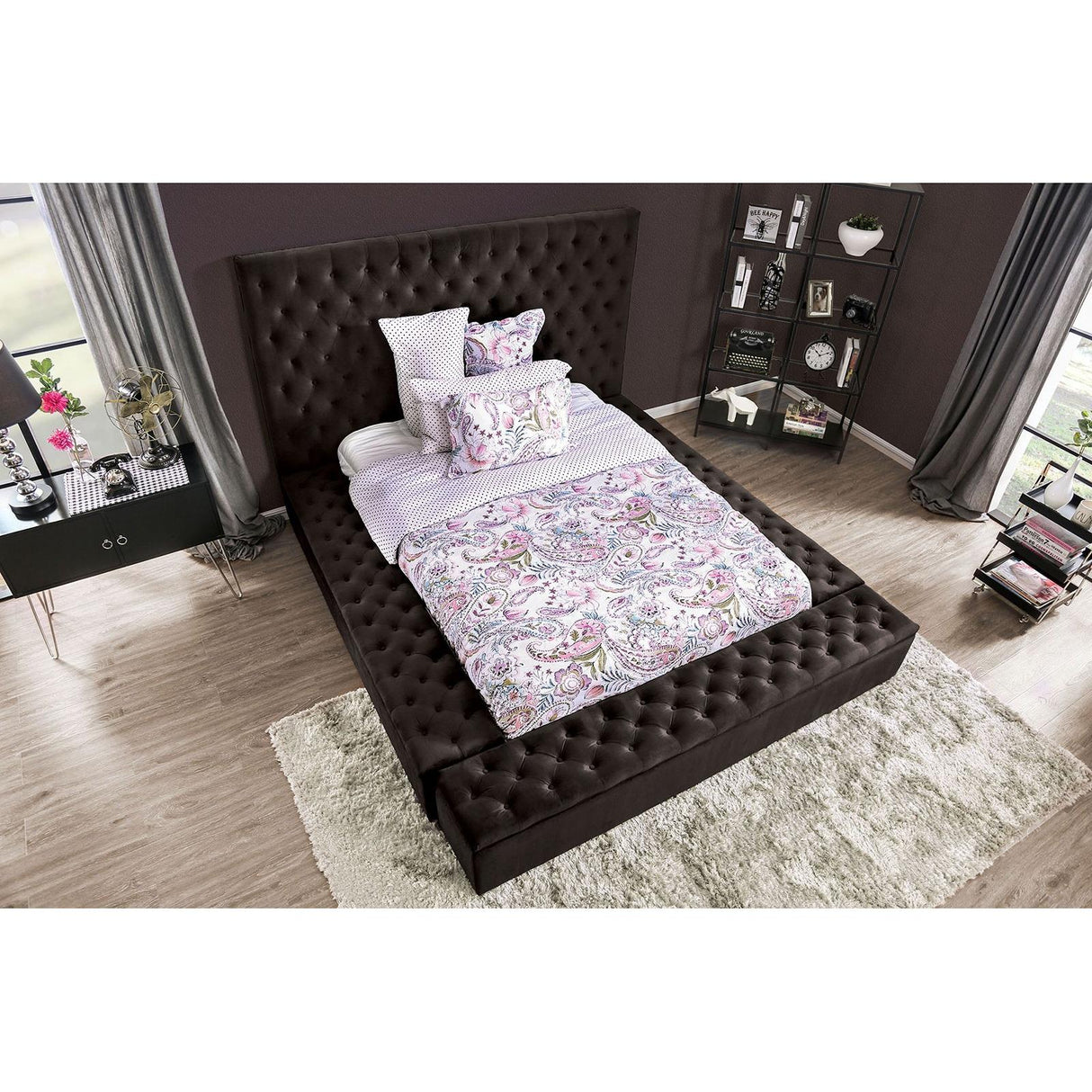 Furniture of America Davida King Upholstered Platform Bed with Storage CM7897BK-EK-BED IMAGE 3