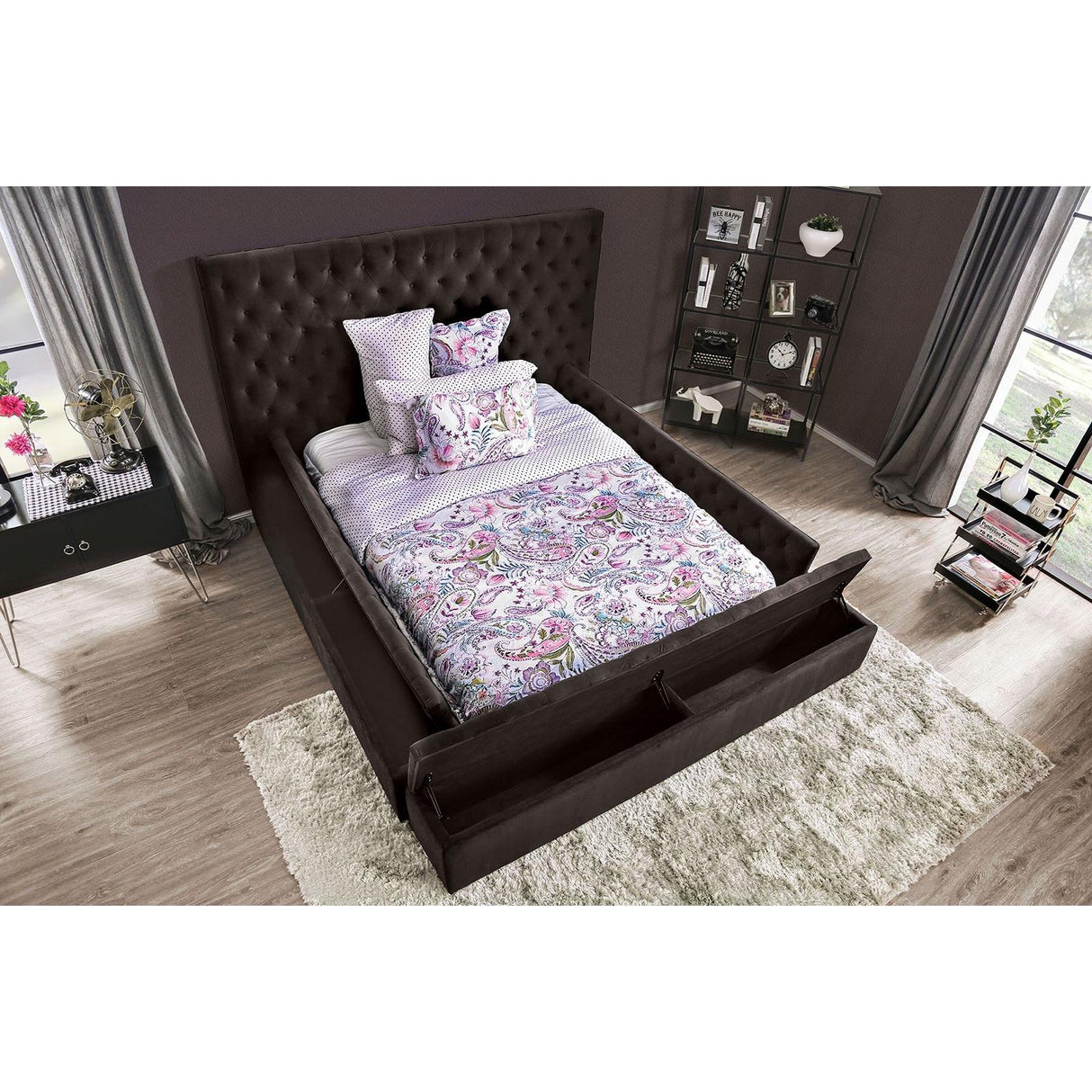 Furniture of America Davida King Upholstered Platform Bed with Storage CM7897BK-EK-BED IMAGE 4