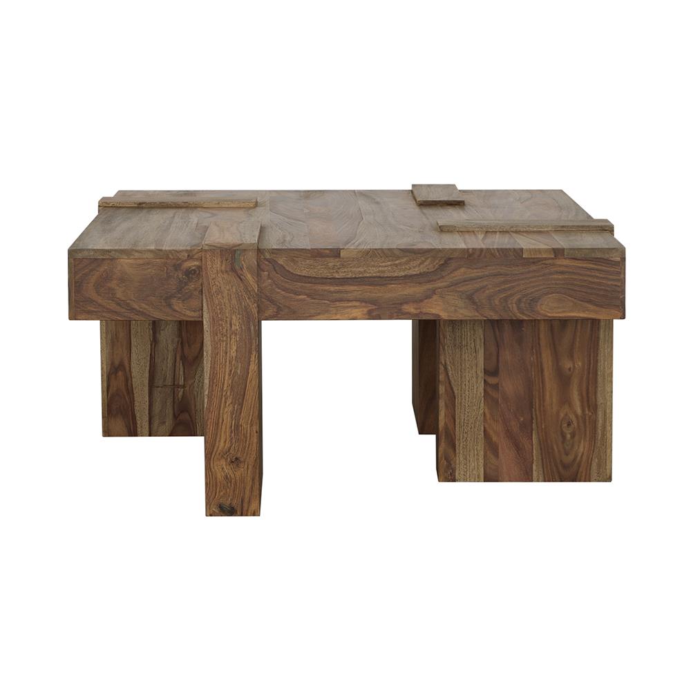 Coaster Furniture Samira 724138 Square Solid Wood Coffee Table - Natural Sheesham IMAGE 5