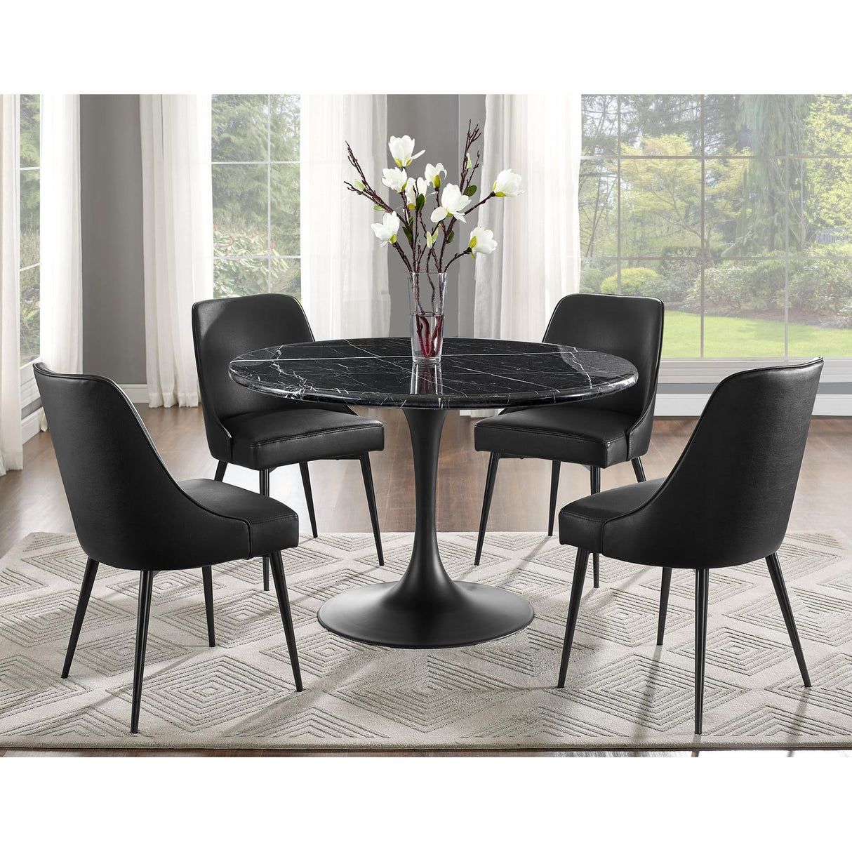 Steve Silver Furniture Colfax CF450KDBMT Round Dining Table - Black IMAGE 3