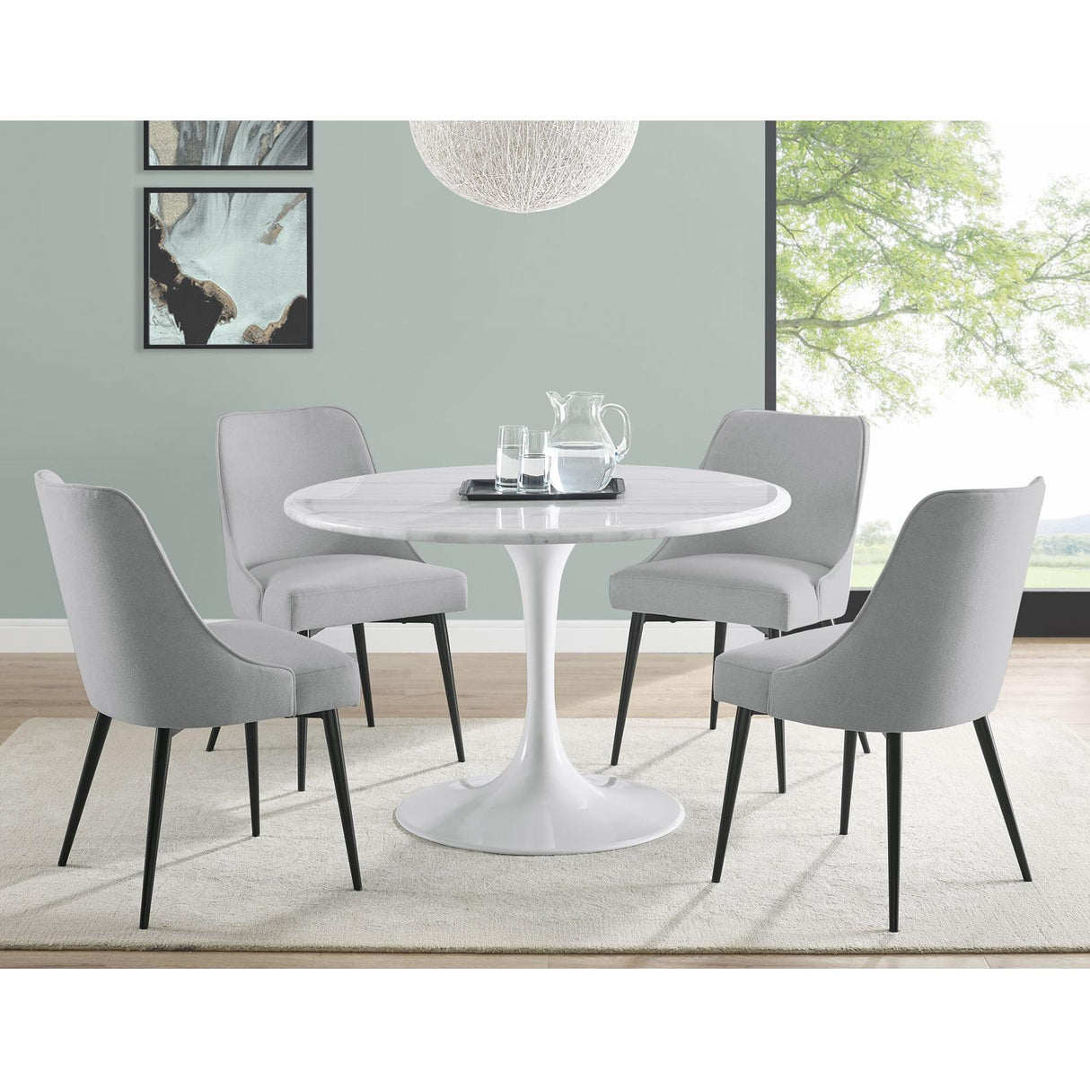 Steve Silver Furniture Colfax CF450 Round Dining Table - White IMAGE 3