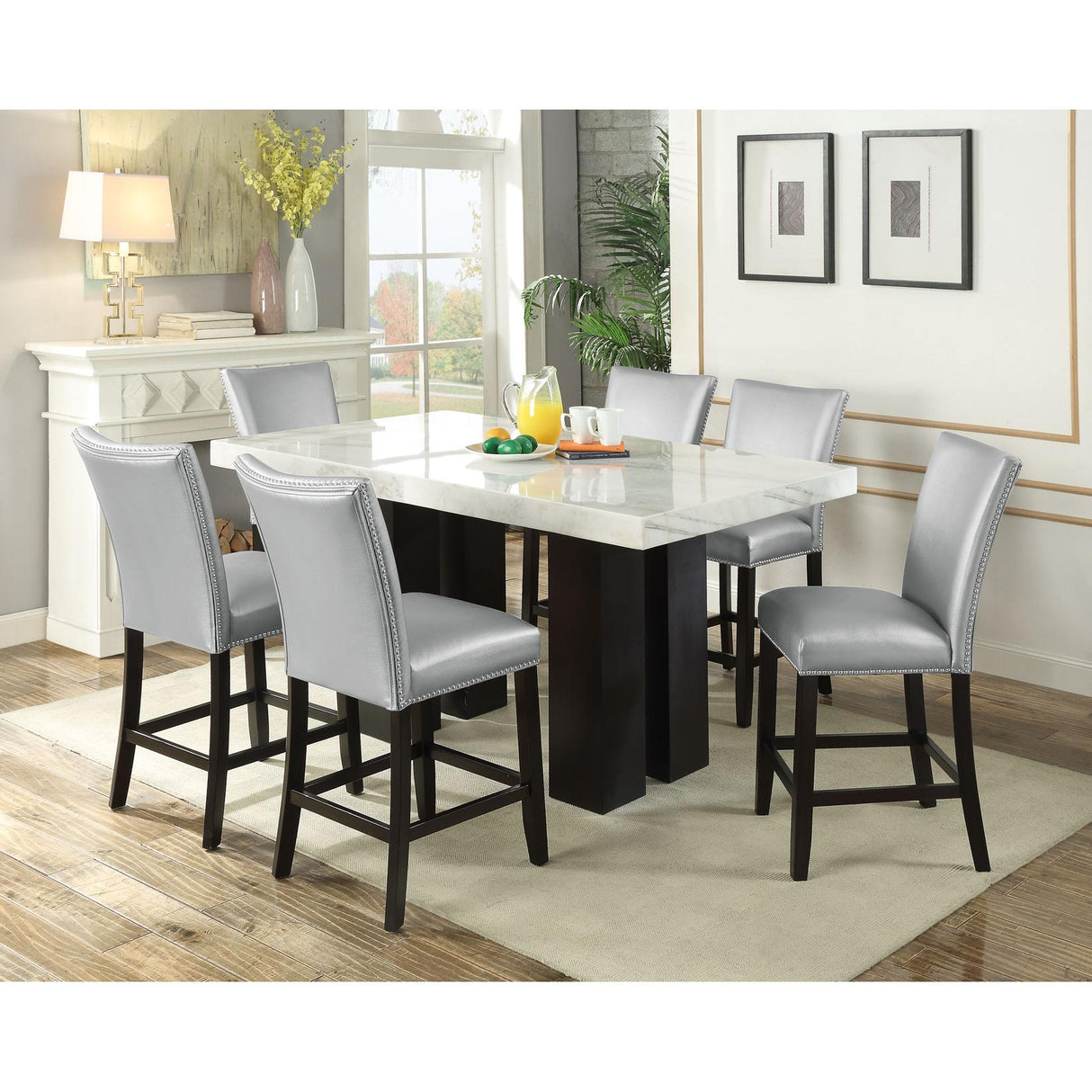 Steve Silver Furniture Camila CM420WT540PB Counter Height Dining Table - White/Espresso IMAGE 4