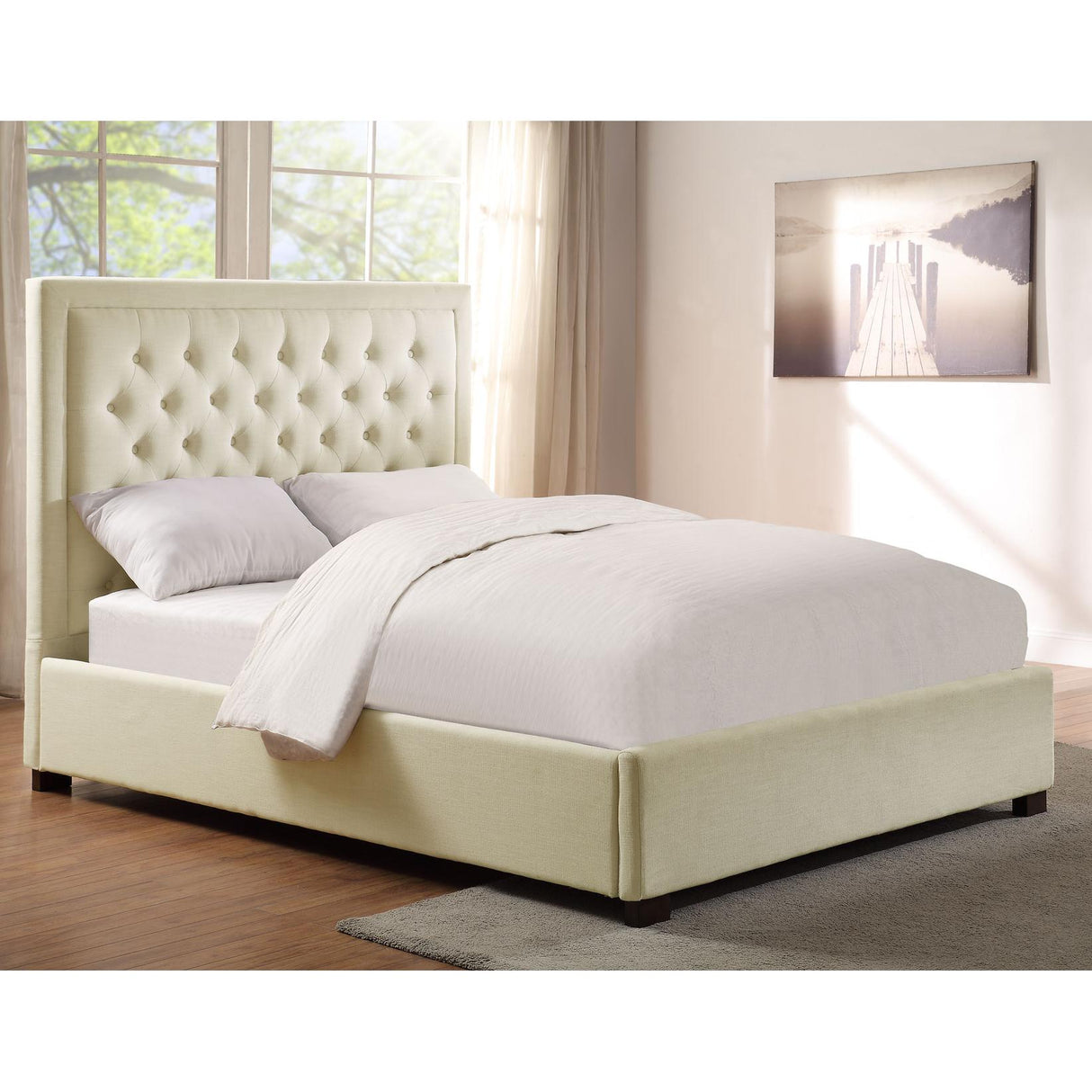 Steve Silver Furniture Isadora ID890QBEDW Queen Platform Bed - White IMAGE 1