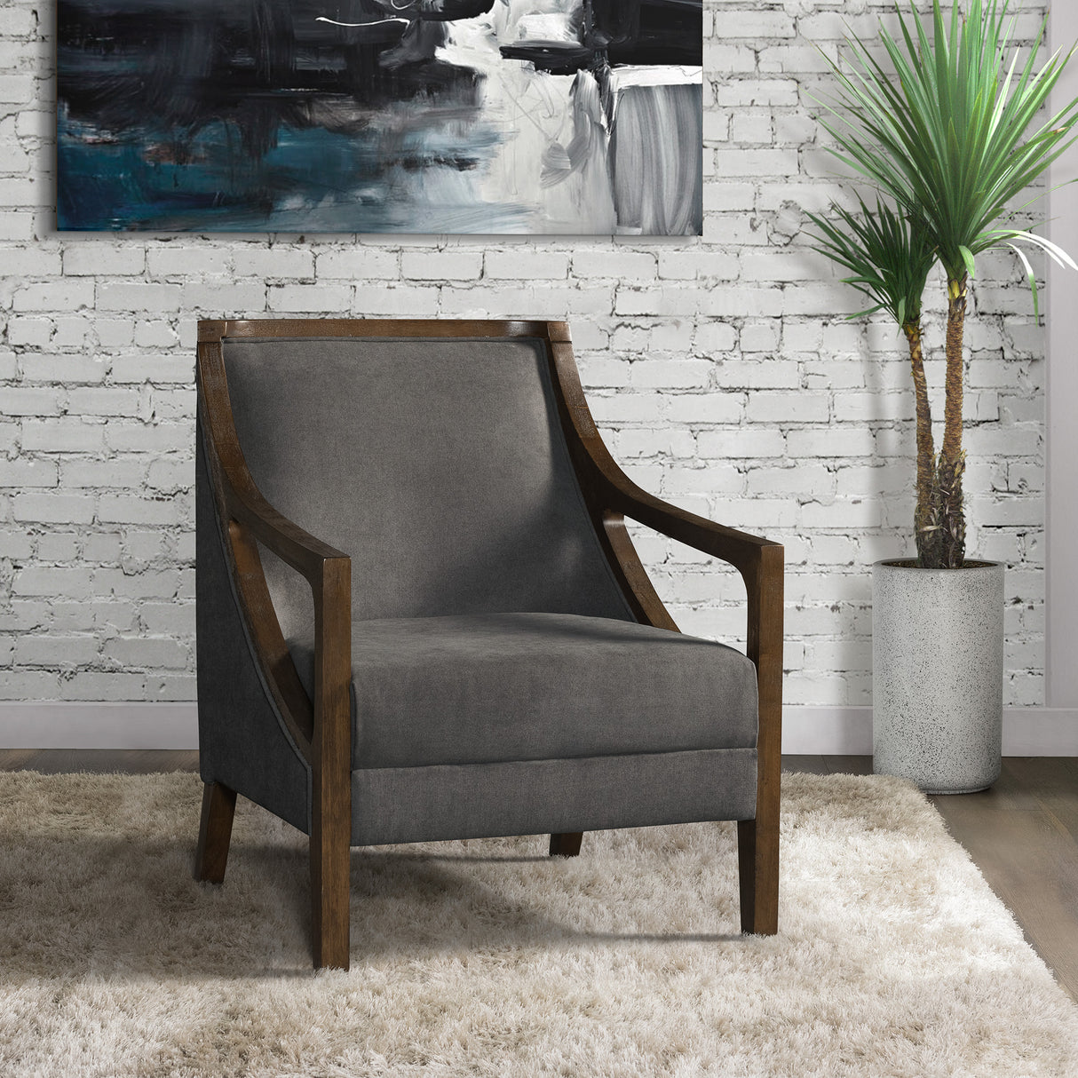 Elements International Hopkins UHK526101E Accent Chair - Charcoal/Espresso IMAGE 5