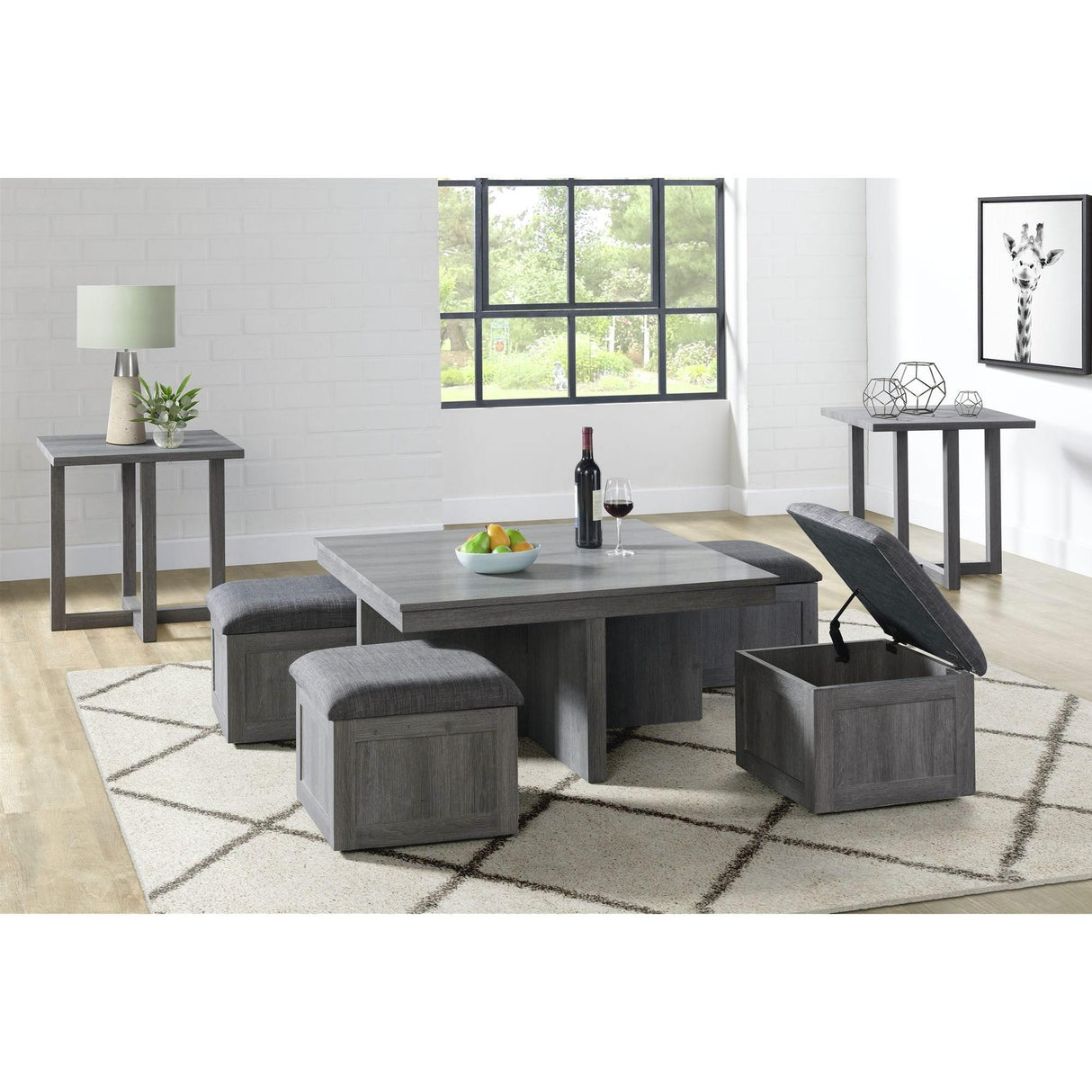Elements International Uster CTUT100OT Coffee Table with 4 Stools IMAGE 8