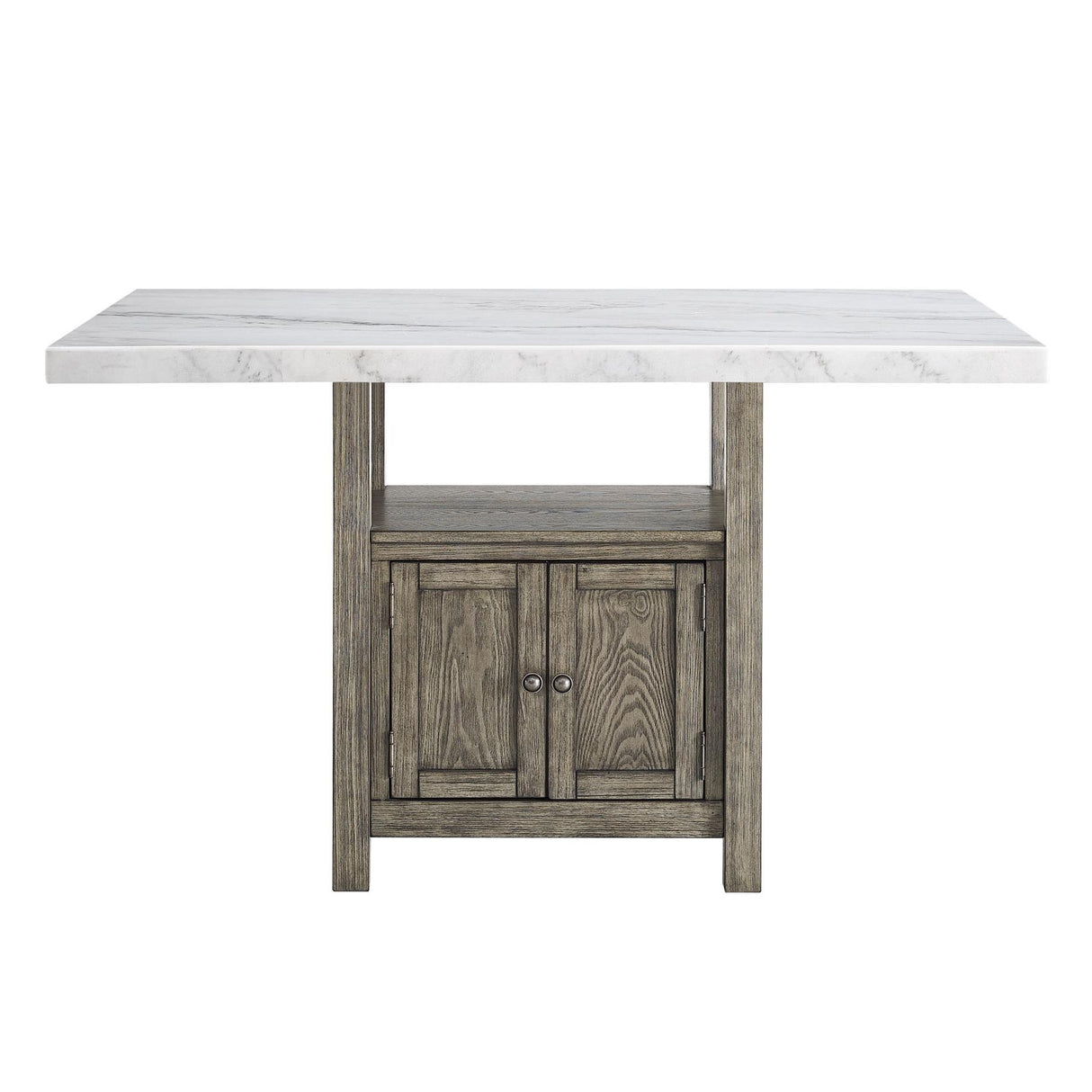 Steve Silver Furniture Grayson GS640 60-inch White Marble Counter Storage Table IMAGE 1