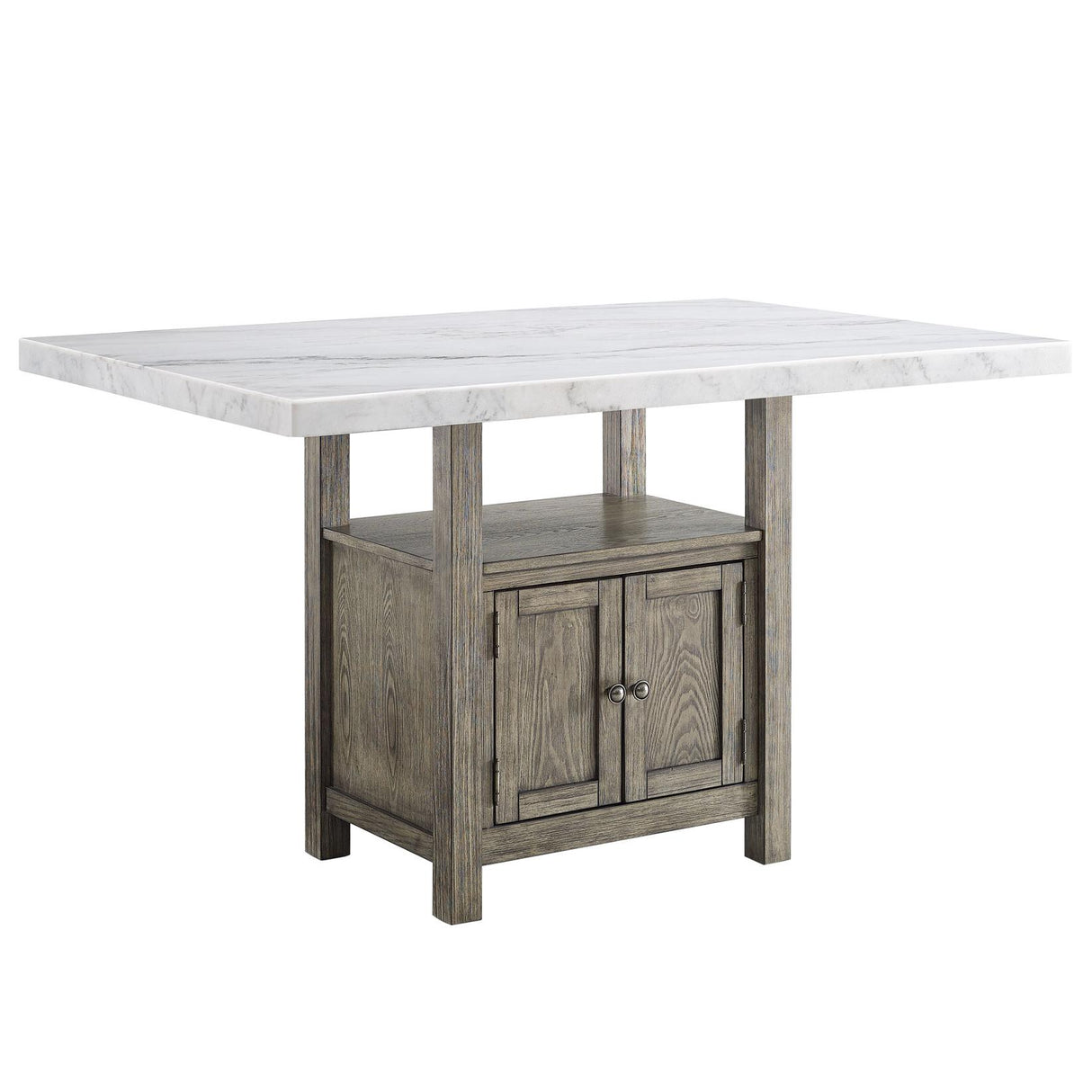 Steve Silver Furniture Grayson GS640 60-inch White Marble Counter Storage Table IMAGE 3