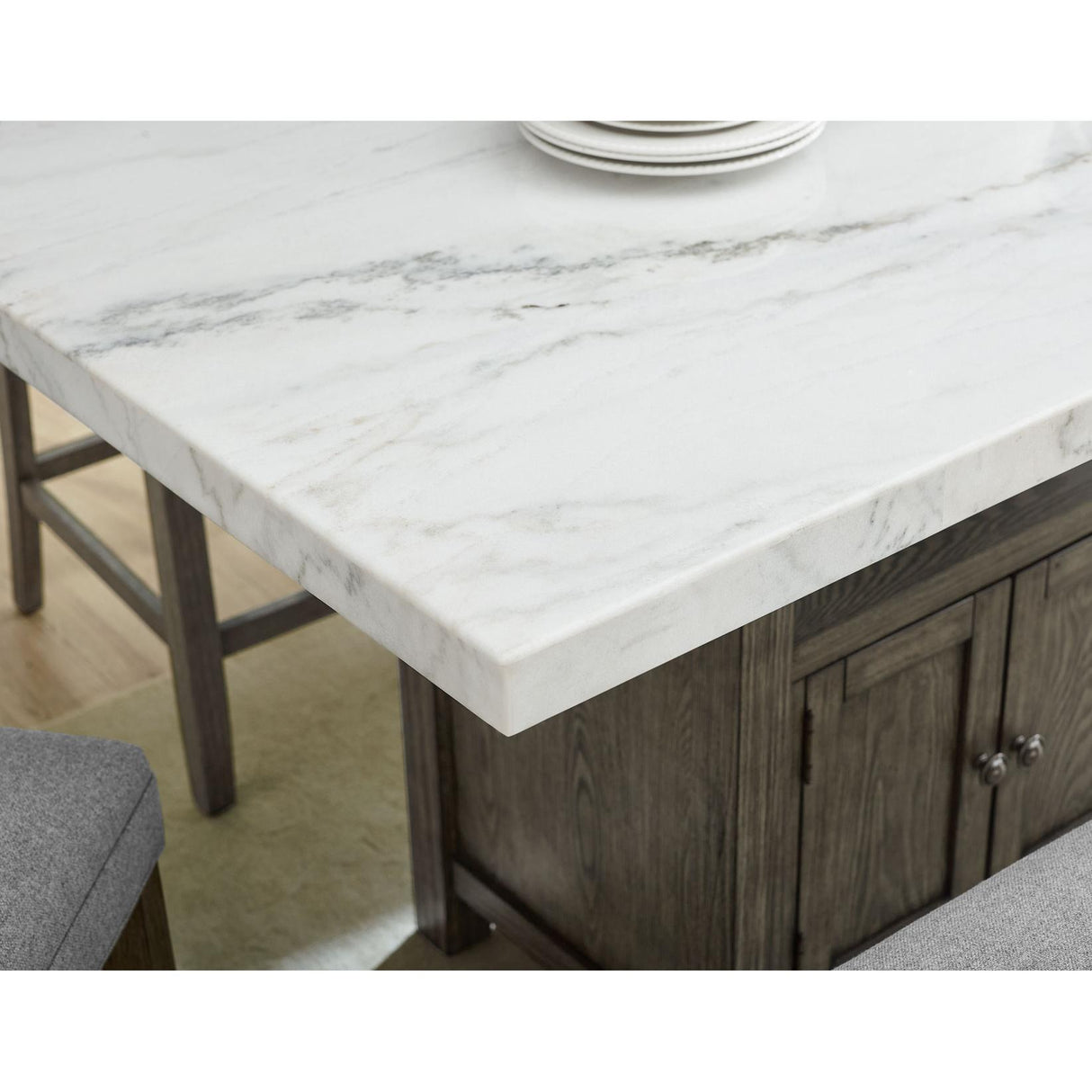 Steve Silver Furniture Grayson GS640 60-inch White Marble Counter Storage Table IMAGE 7