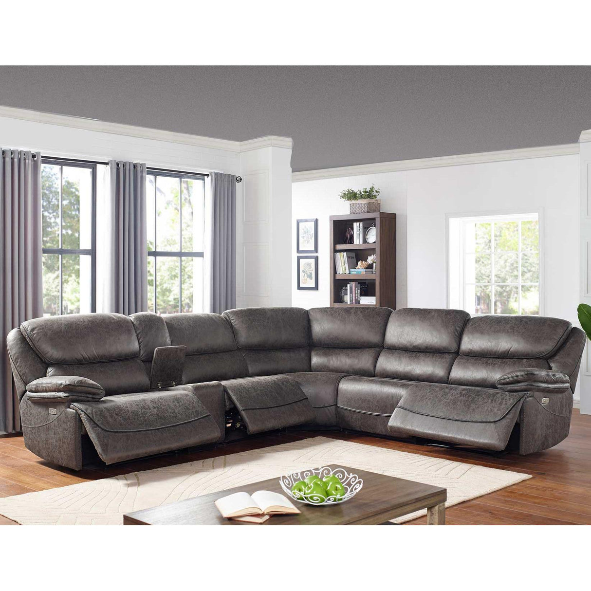 Steve Silver Furniture Plaza LZ950 6 pc Power Reclining Sectional-Smoked Grey IMAGE 7