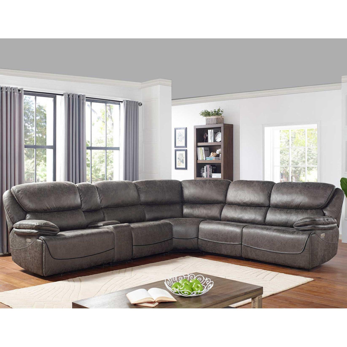 Steve Silver Furniture Plaza LZ950 6 pc Power Reclining Sectional-Smoked Grey IMAGE 8