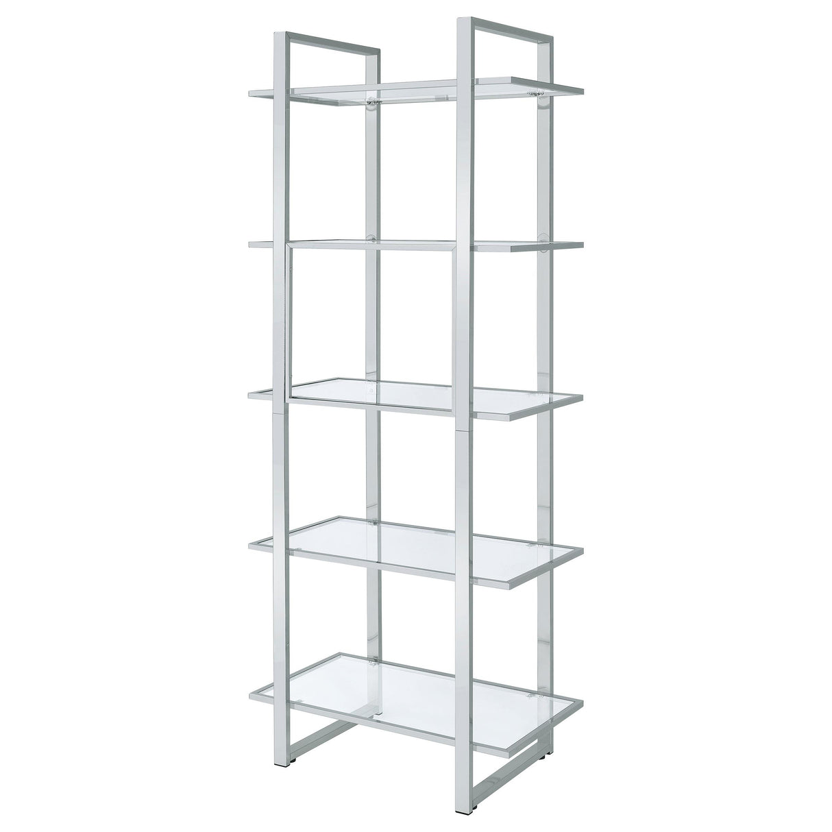 Coaster Furniture Hartford 805538 79-inch 5-shelf Glass Bookshelf - Chrome IMAGE 7