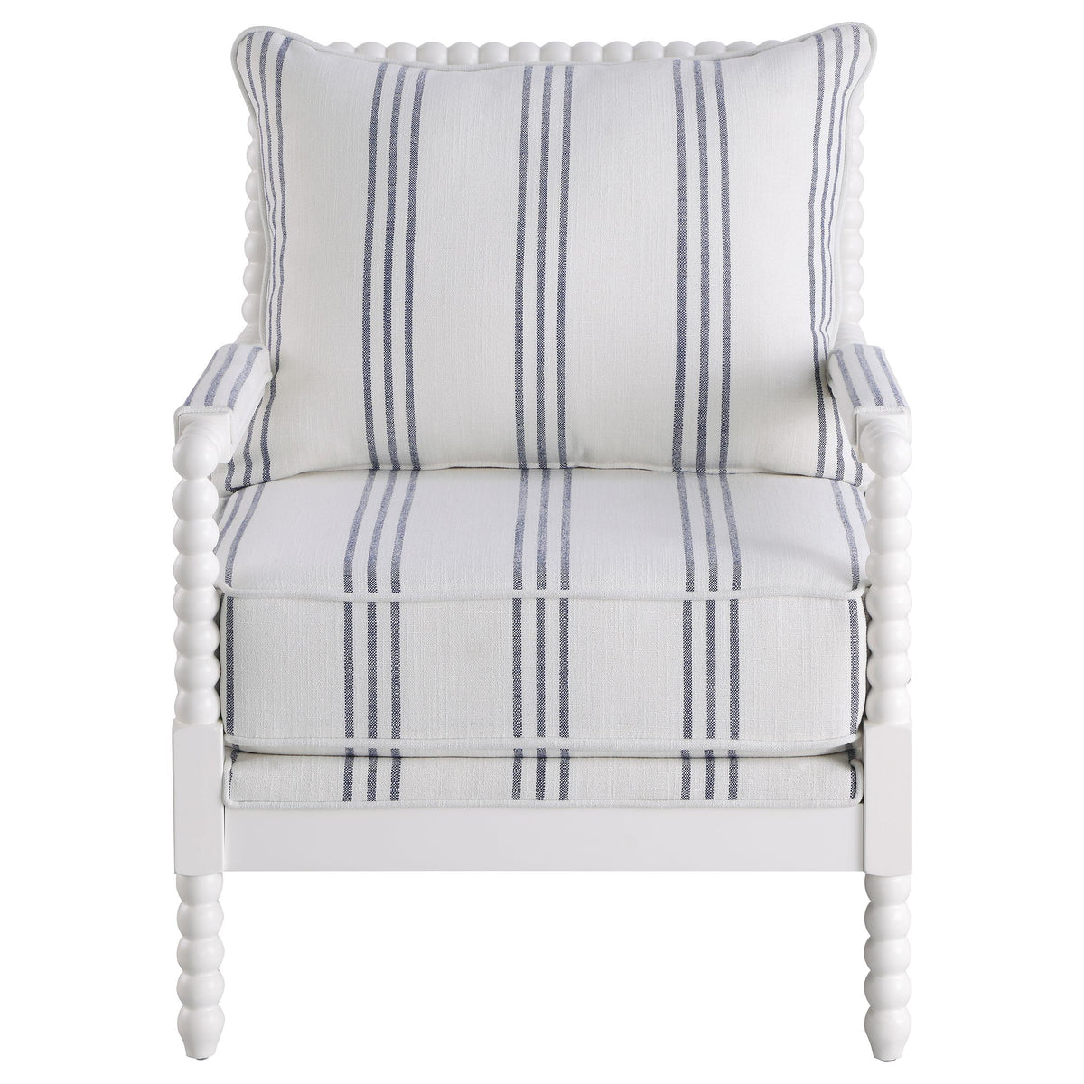 Coaster Furniture Blanchett 903835 Upholstered Bobbin Accent Chair - White and Navy IMAGE 2