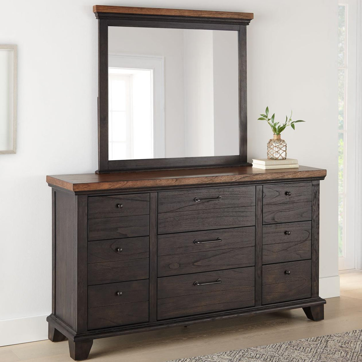 Steve Silver Furniture Bear Creek BC950MRB Dresser Mirror - Brown IMAGE 2