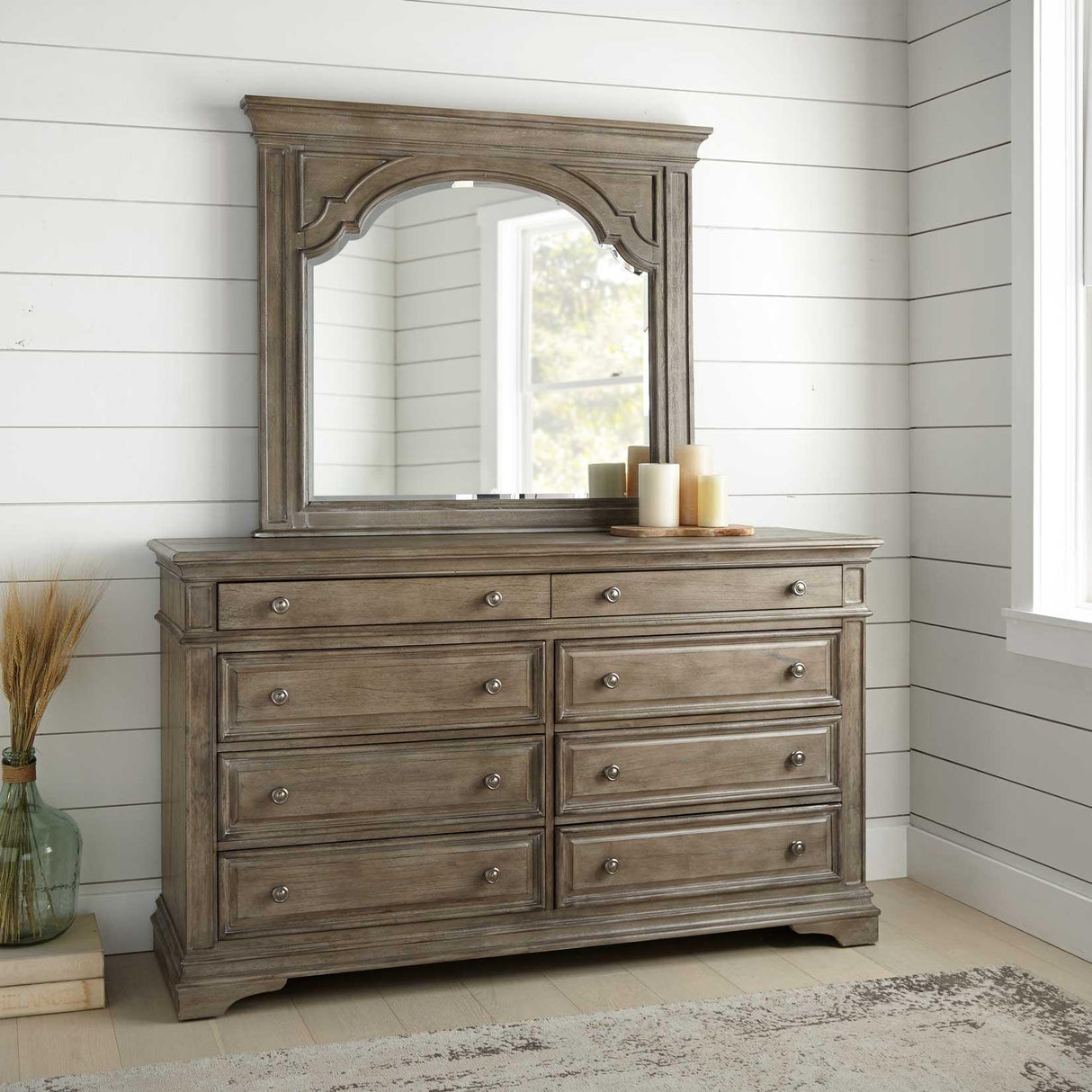 Steve Silver Furniture Highland Park HP900 Dresser and Mirror - Driftwood IMAGE 1