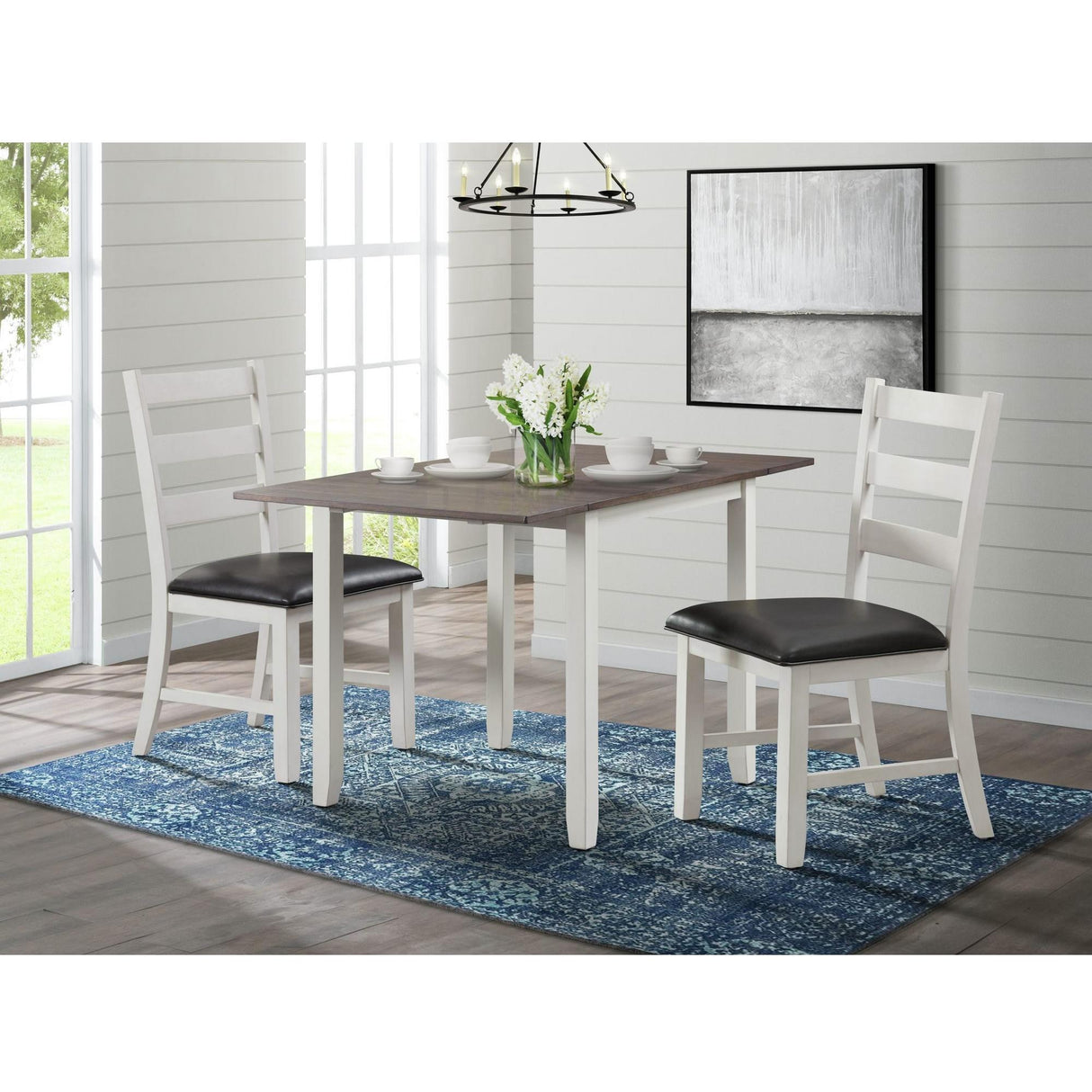 Elements International Martin DMT7003DLDS 3 pc Dinette - Dark Brown/White IMAGE 1