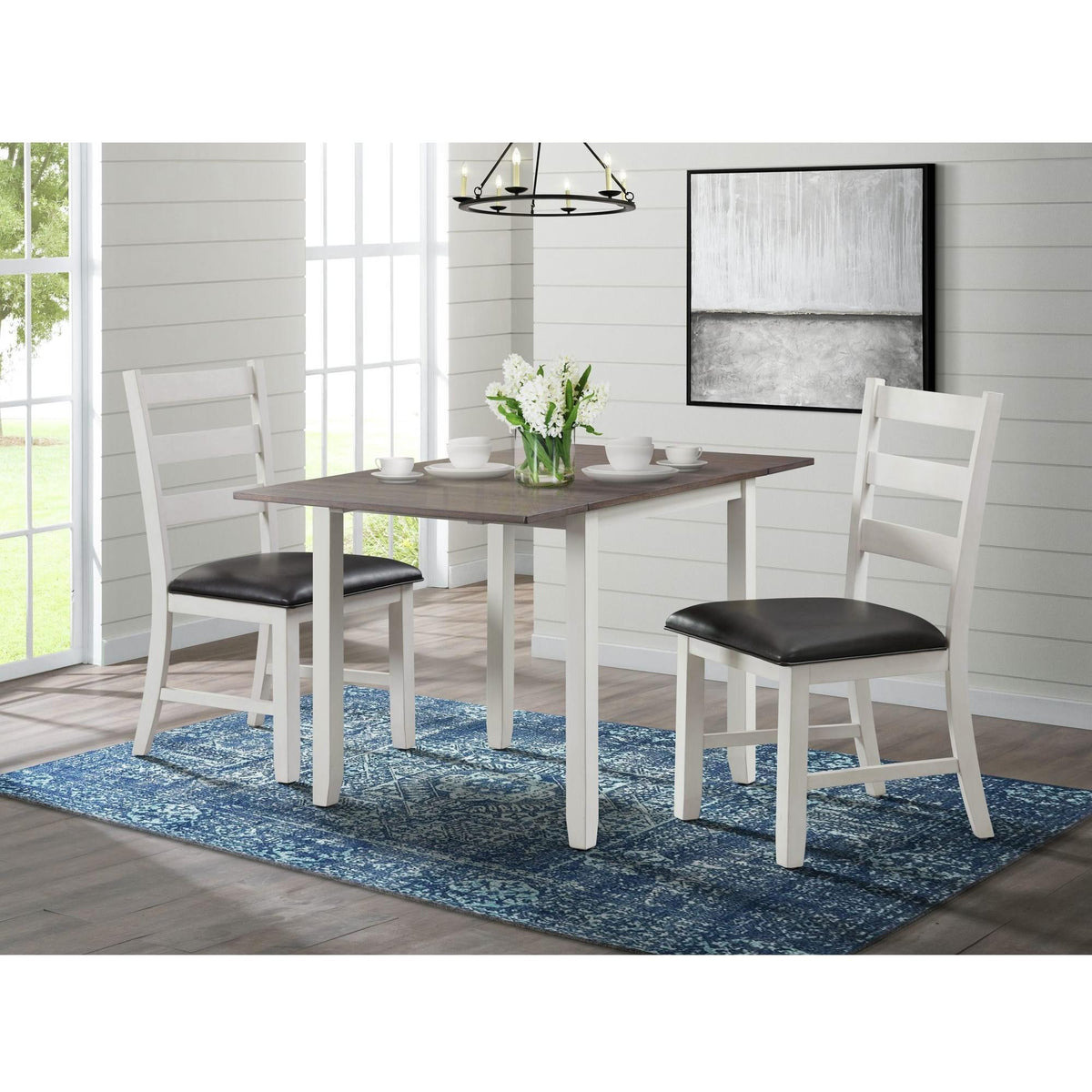 Elements International Martin DMT7003DLDS 3 pc Dinette - Dark Brown/White IMAGE 1