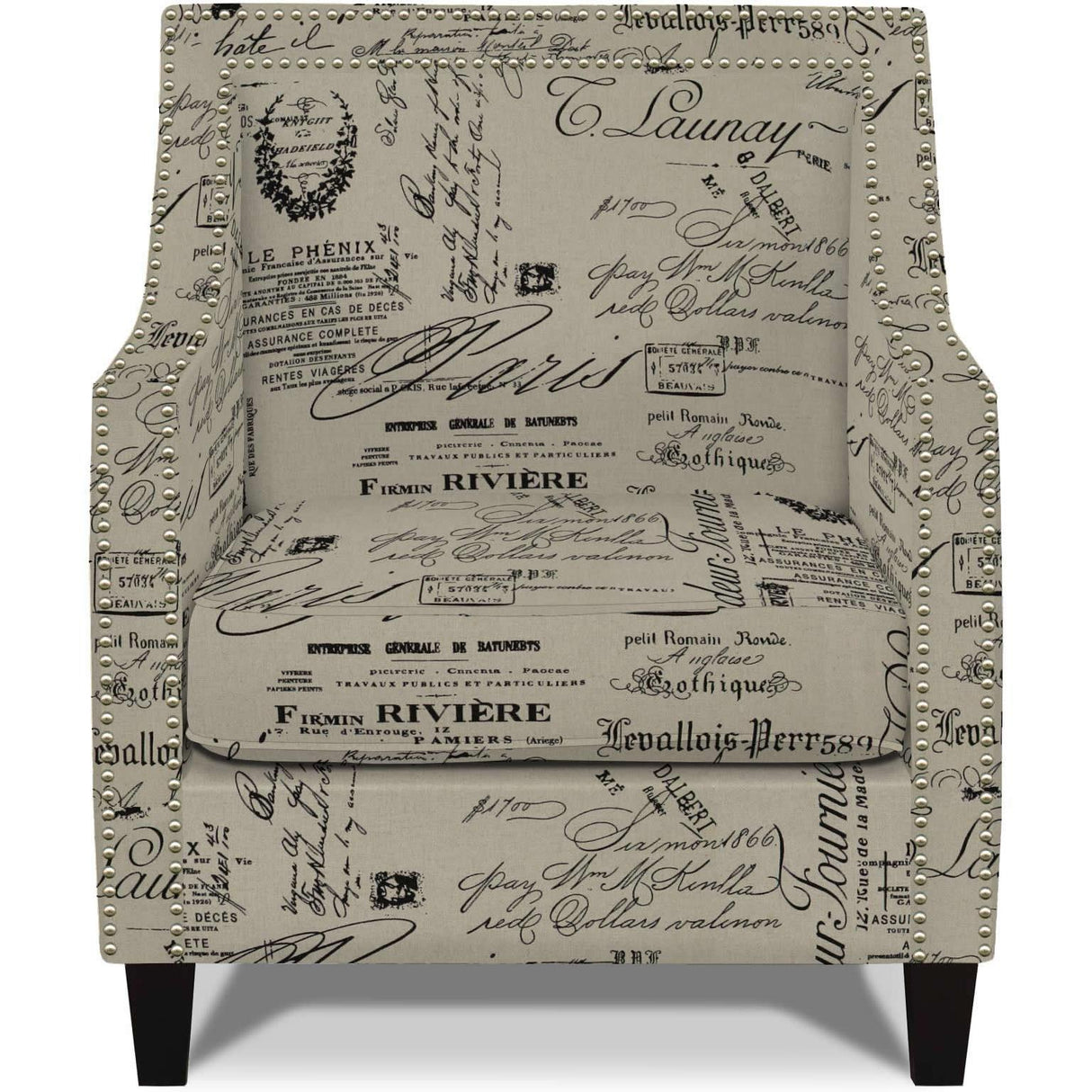 Elements International Erica UER636100CA Chair with Chrome Nails - Script IMAGE 1