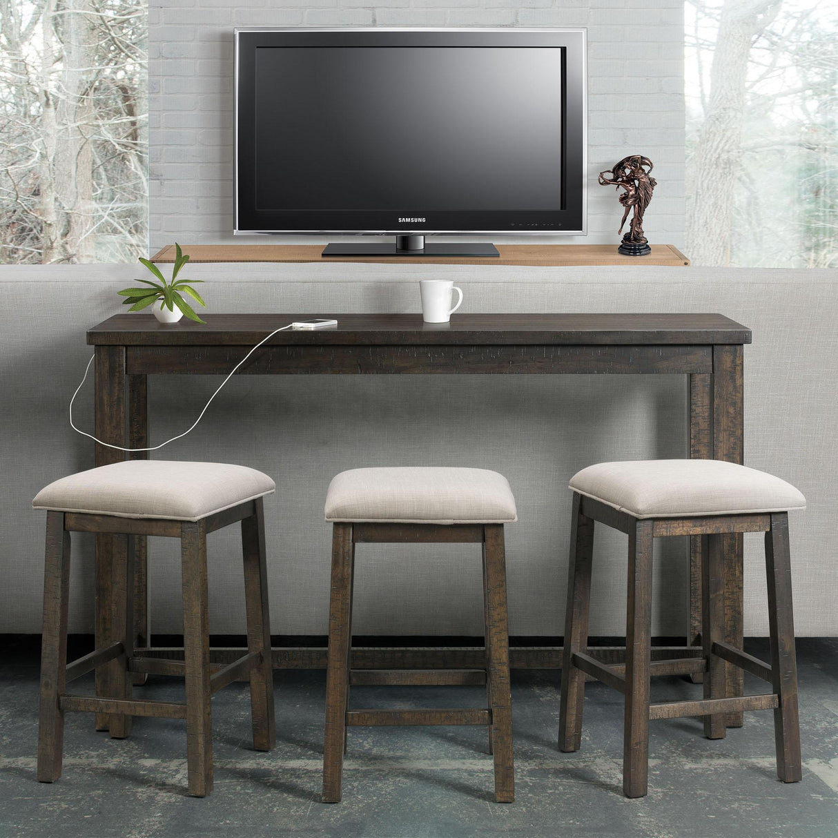 Elements International Stone TST100BTSP 4 pc Counter Height Dinette - Charcoal IMAGE 16