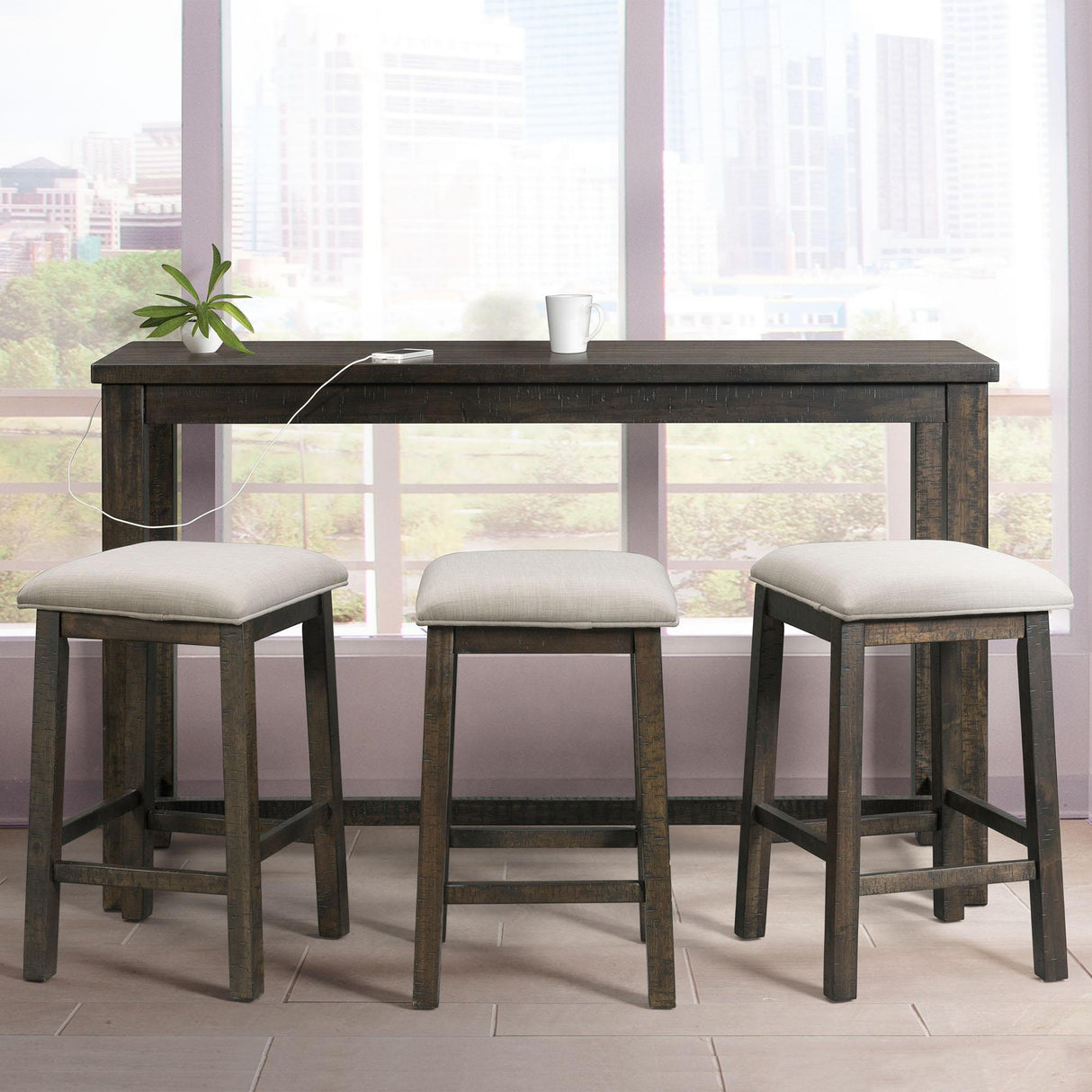 Elements International Stone TST100BTSP 4 pc Counter Height Dinette - Charcoal IMAGE 17