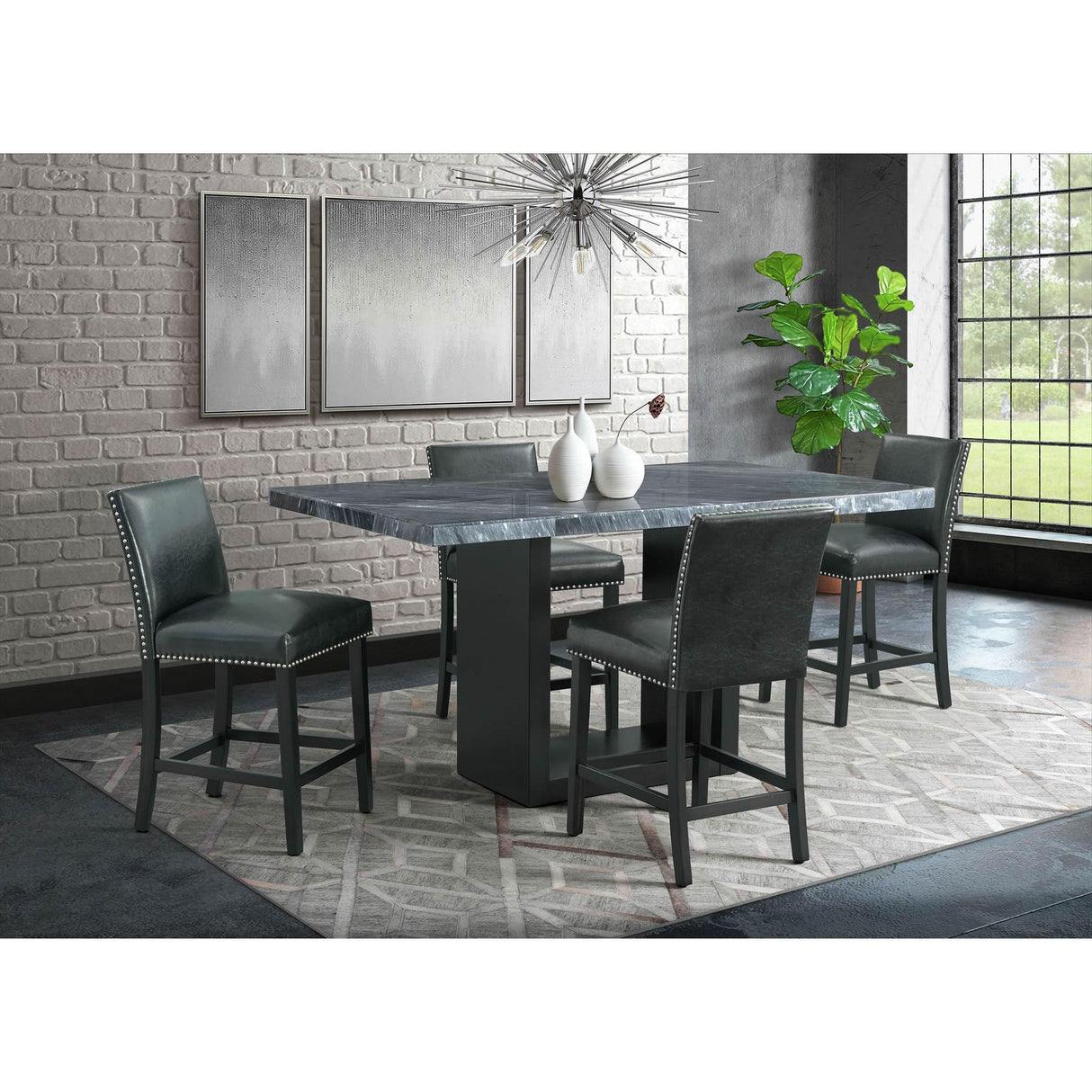 Elements International Valentino CVL400CTTB Counter Height Dining Table - Grey Marble IMAGE 8