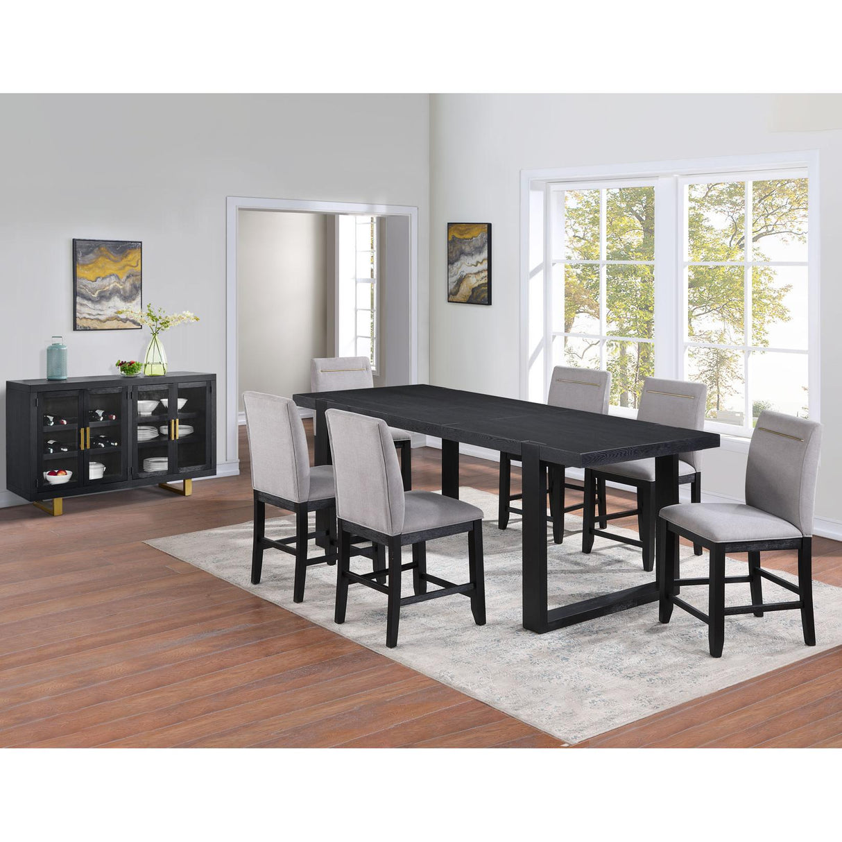 Steve Silver Furniture Yves YS500 Counter Height Dining Table with 18" Leaf - Rubbed Charcoal IMAGE 8
